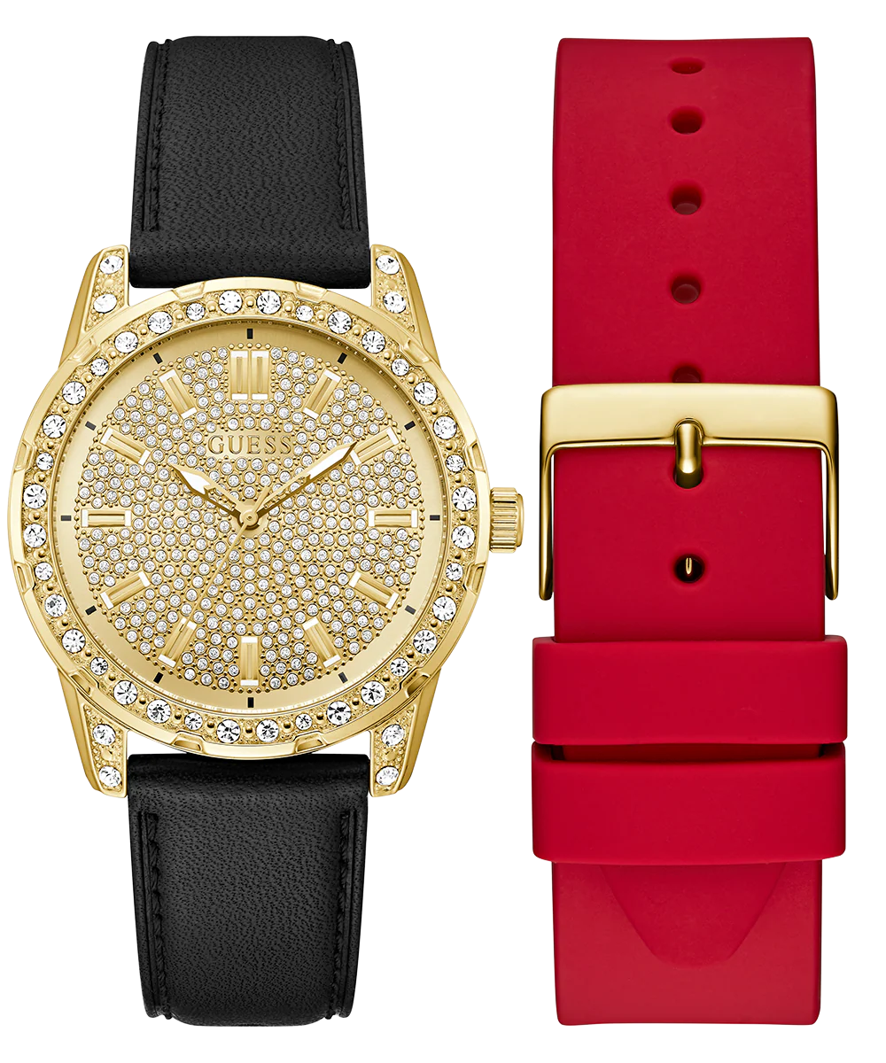 GUESS Ladies Gold Tone Analog Watch Gift Set