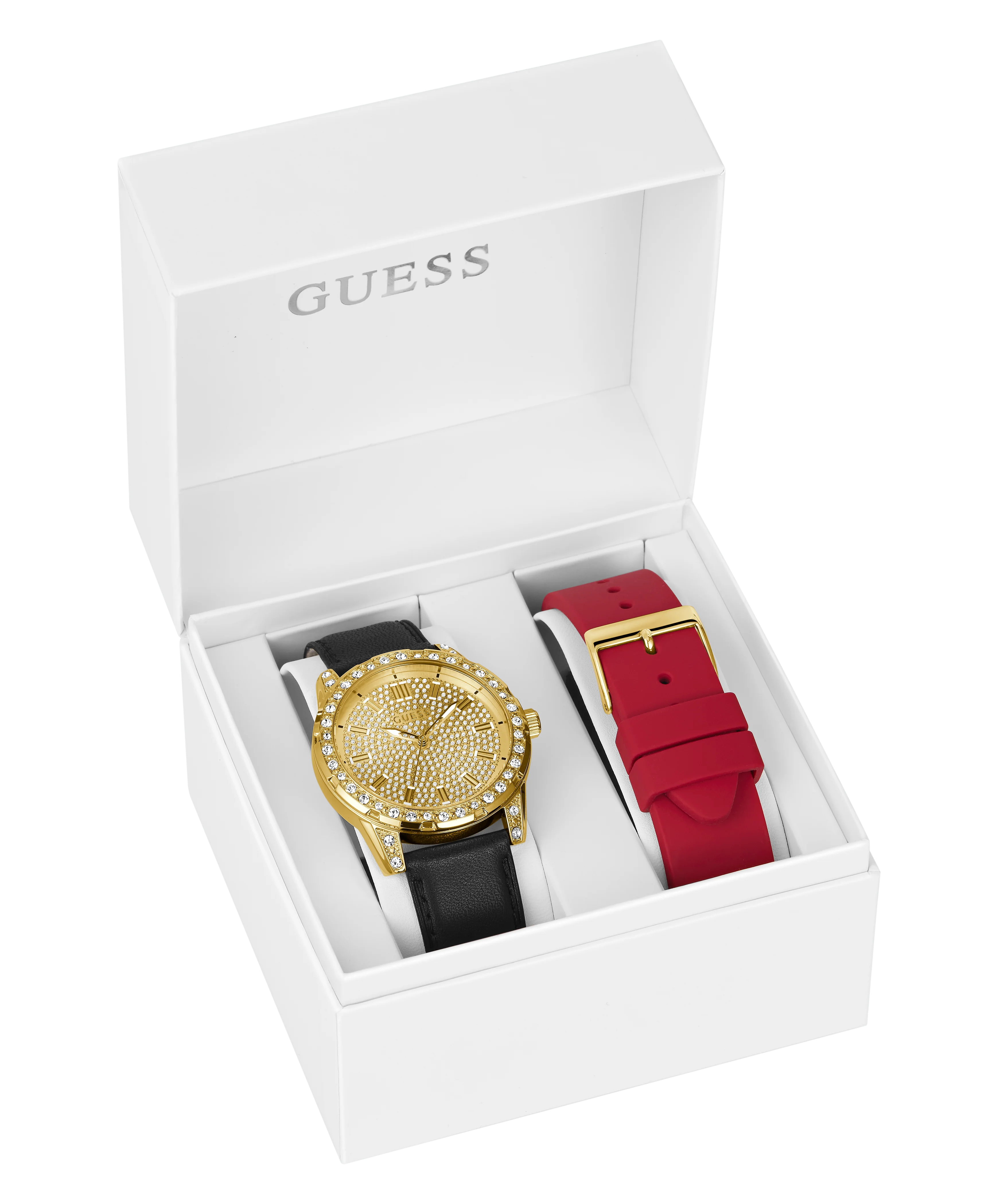 GUESS Ladies Gold Tone Analog Watch Gift Set