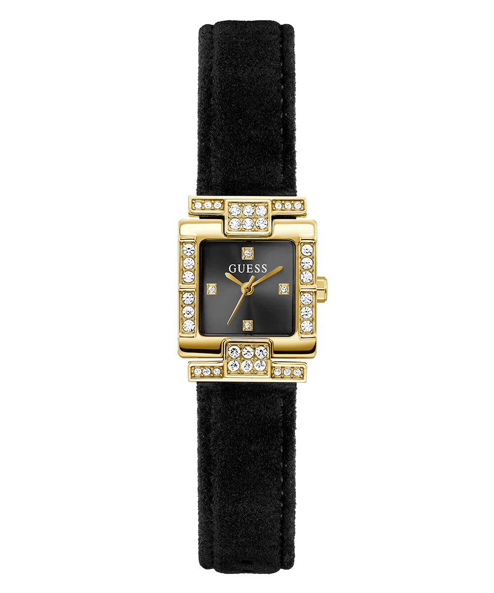 GUESS Ladies Black Gold Tone Analog Watch