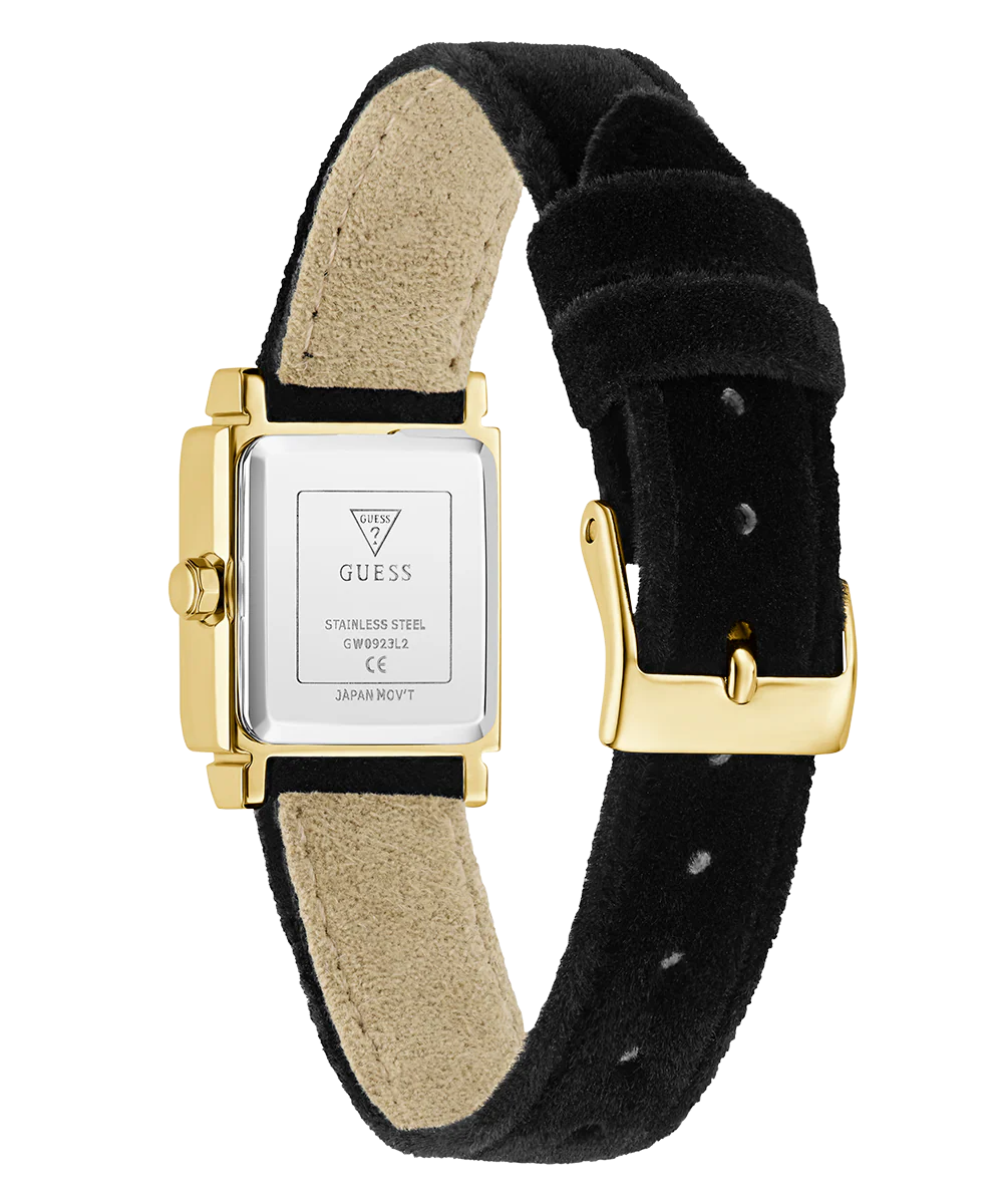 GUESS Ladies Black Gold Tone Analog Watch
