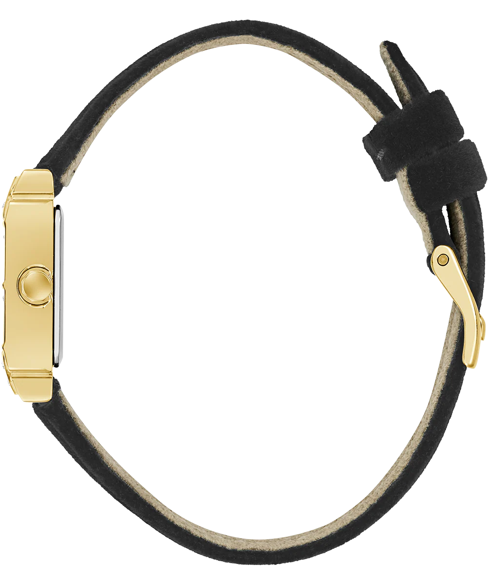 GUESS Ladies Black Gold Tone Analog Watch