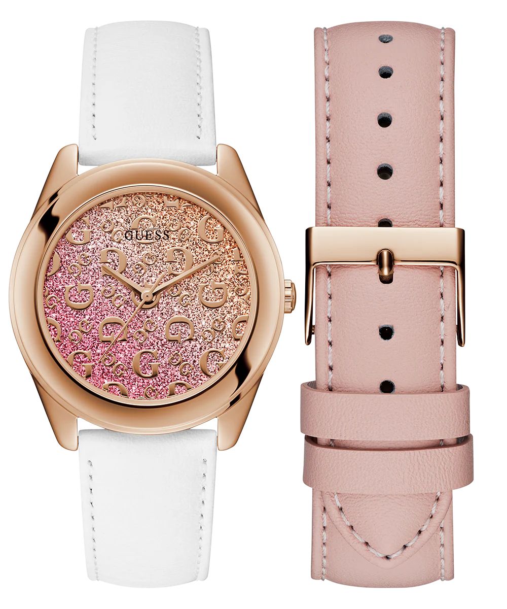 GUESS Ladies Rose Gold Tone Analog Watch Gift Set