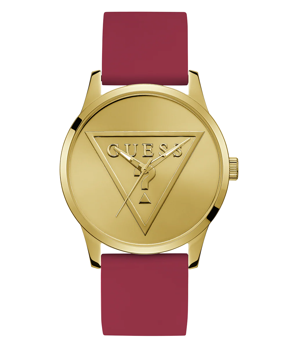 GUESS Ladies Red Gold Tone Analog Watch