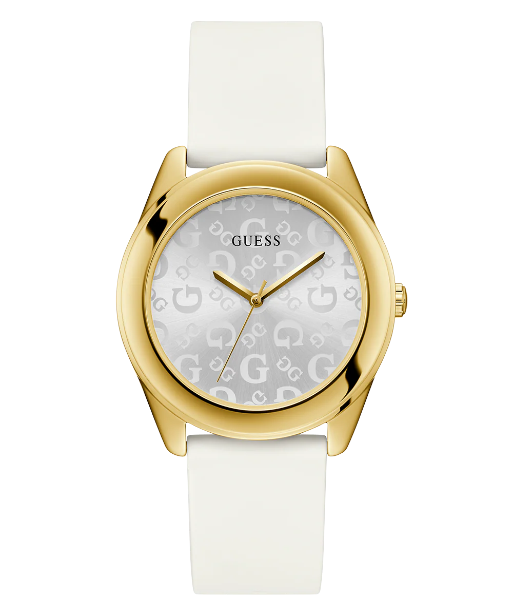 GUESS Ladies White Gold Tone Analog Watch