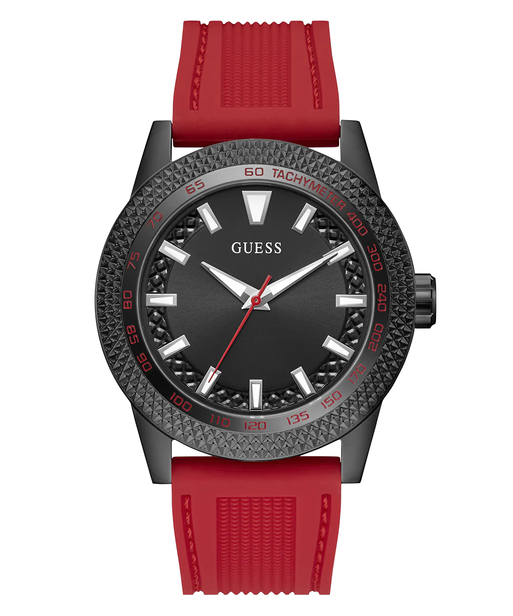GUESS Mens Red Black Analog Watch