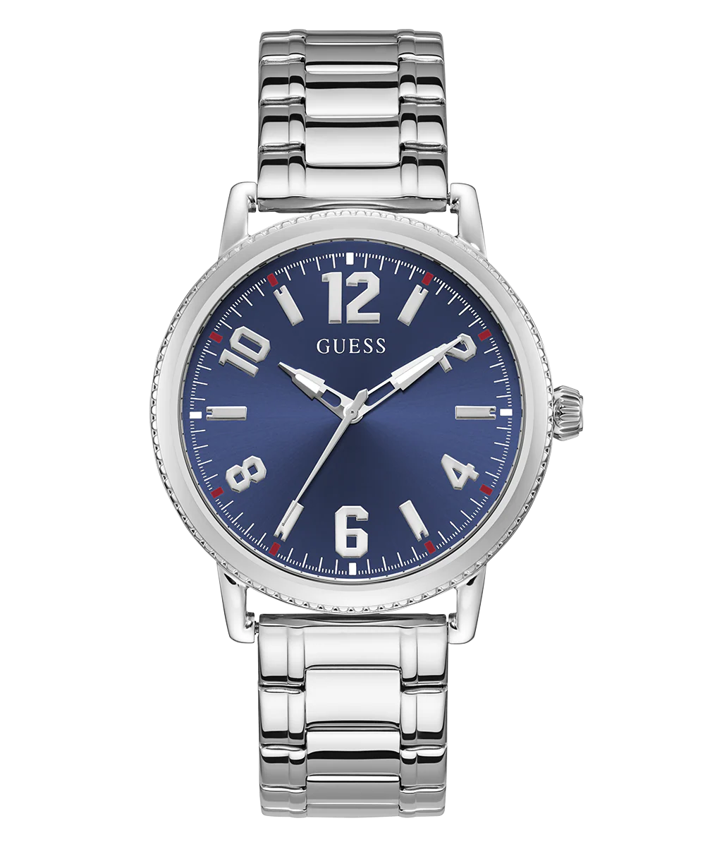 GUESS Mens Silver Tone Analog Watch