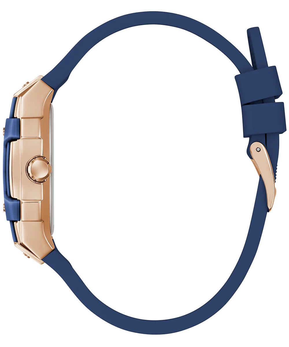 GUESS Ladies Blue Rose Gold Tone Multi-function Watch