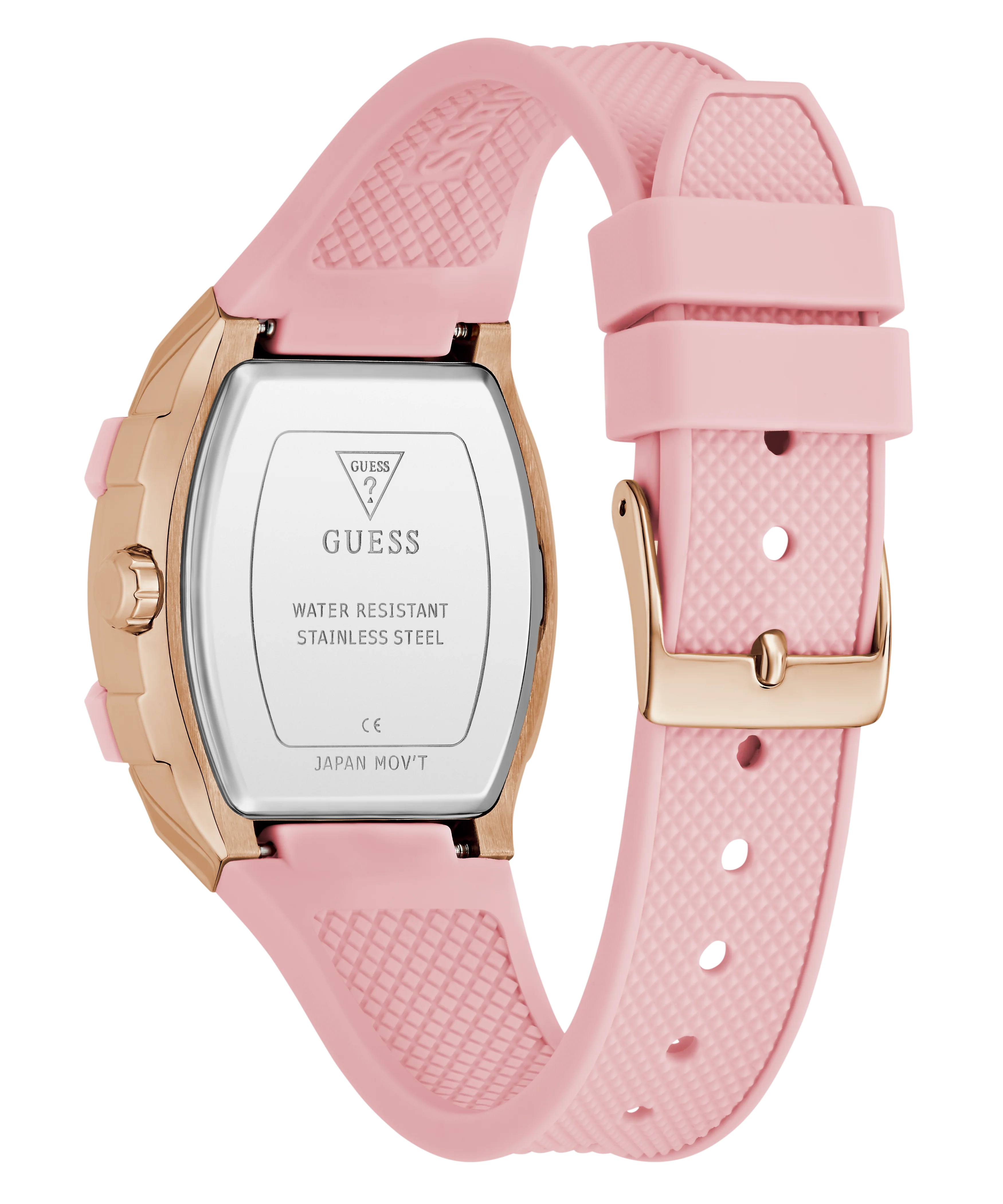 GUESS Ladies Sparkling Pink Rose Gold Tone Multi-function Watch