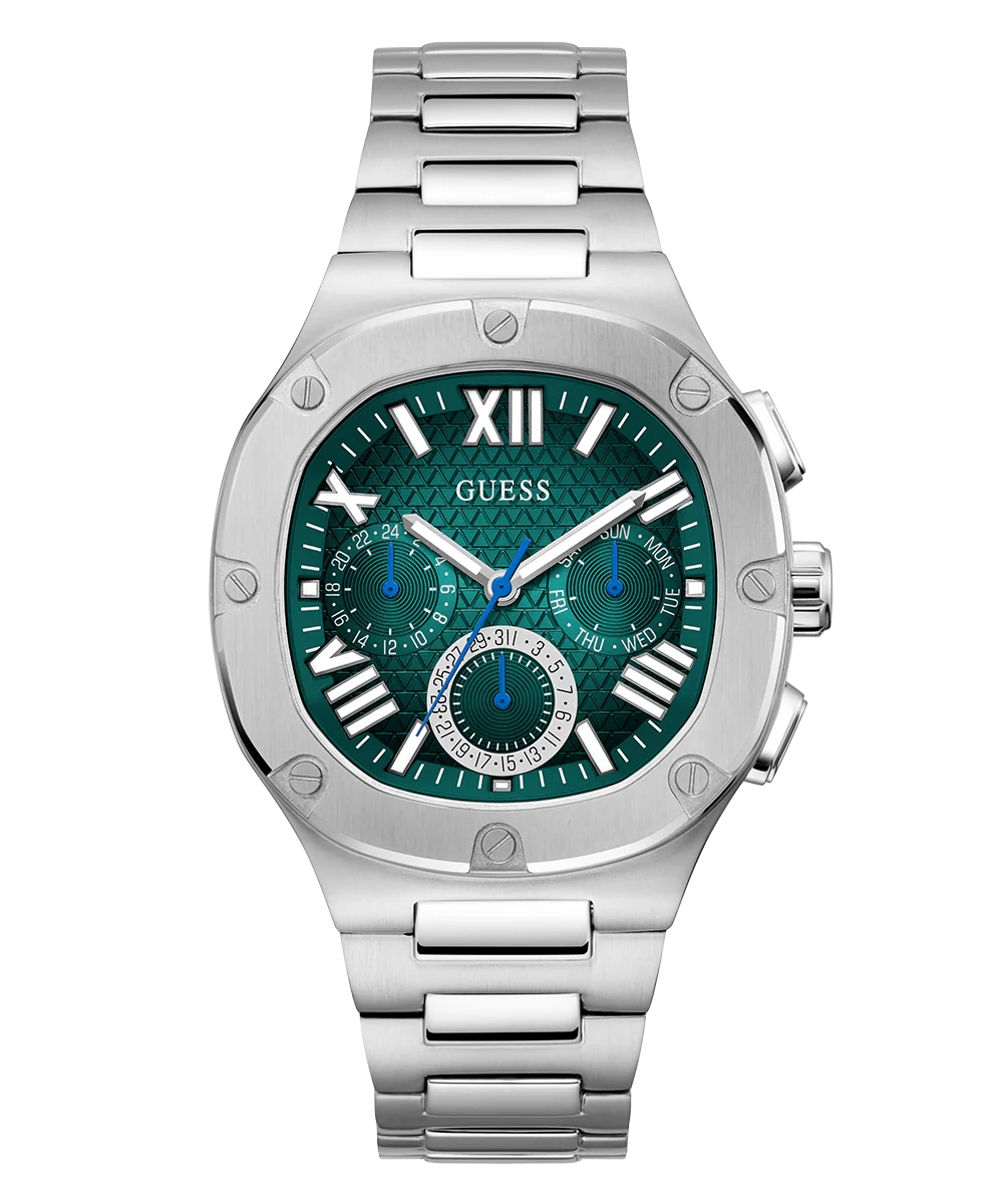 GUESS Mens Silver Tone Multi-function Watch