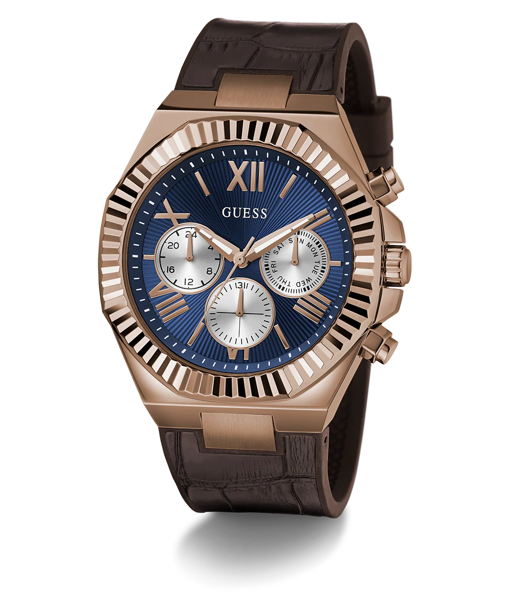 GUESS Mens Equity Brown Coffee Multi-function Watch