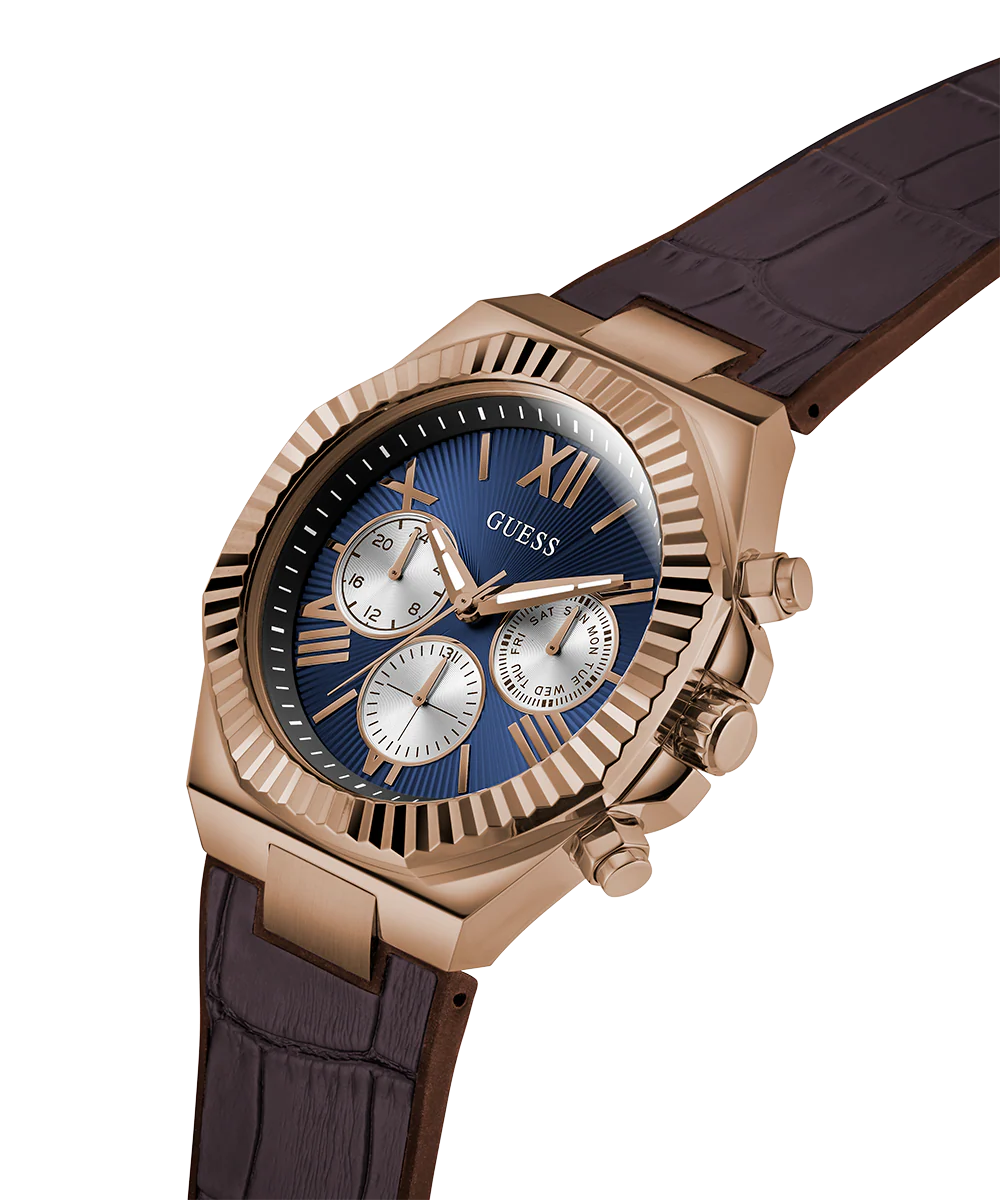 GUESS Mens Equity Brown Coffee Multi-function Watch