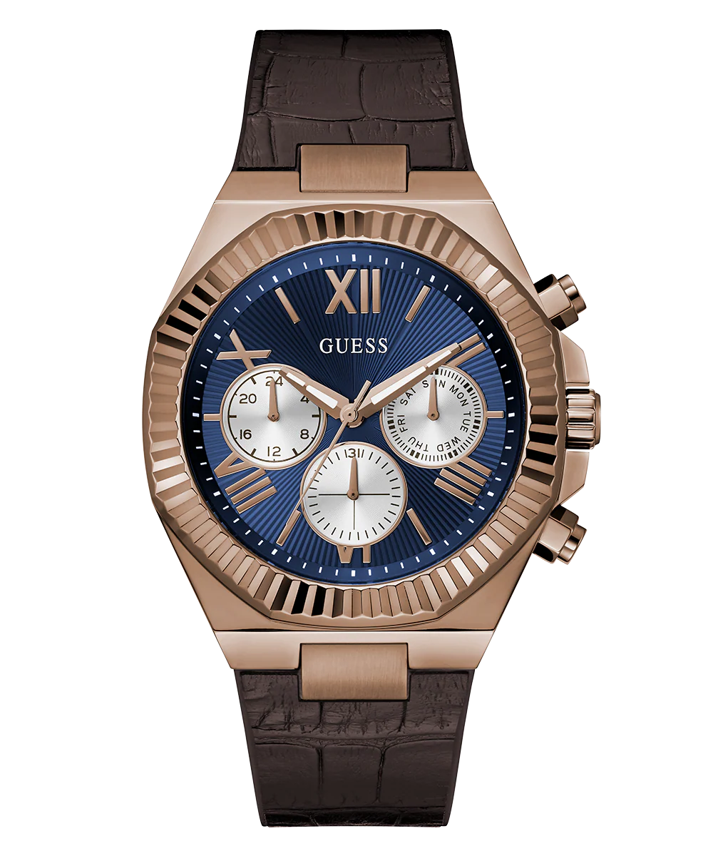 GUESS Mens Equity Brown Coffee Multi-function Watch