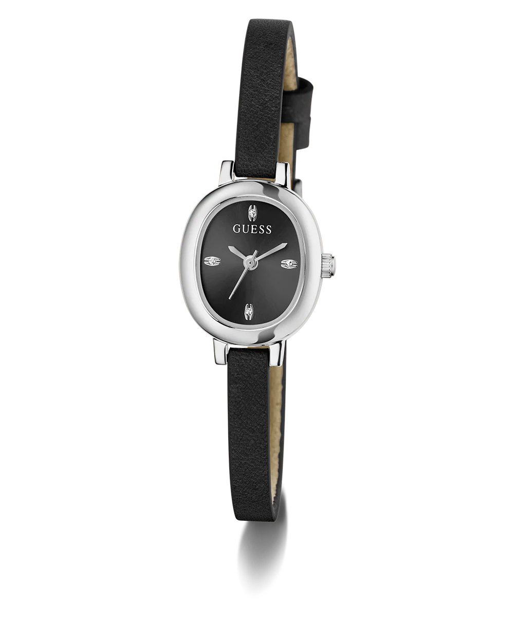 GUESS Ladies Black Silver Tone Analog Watch