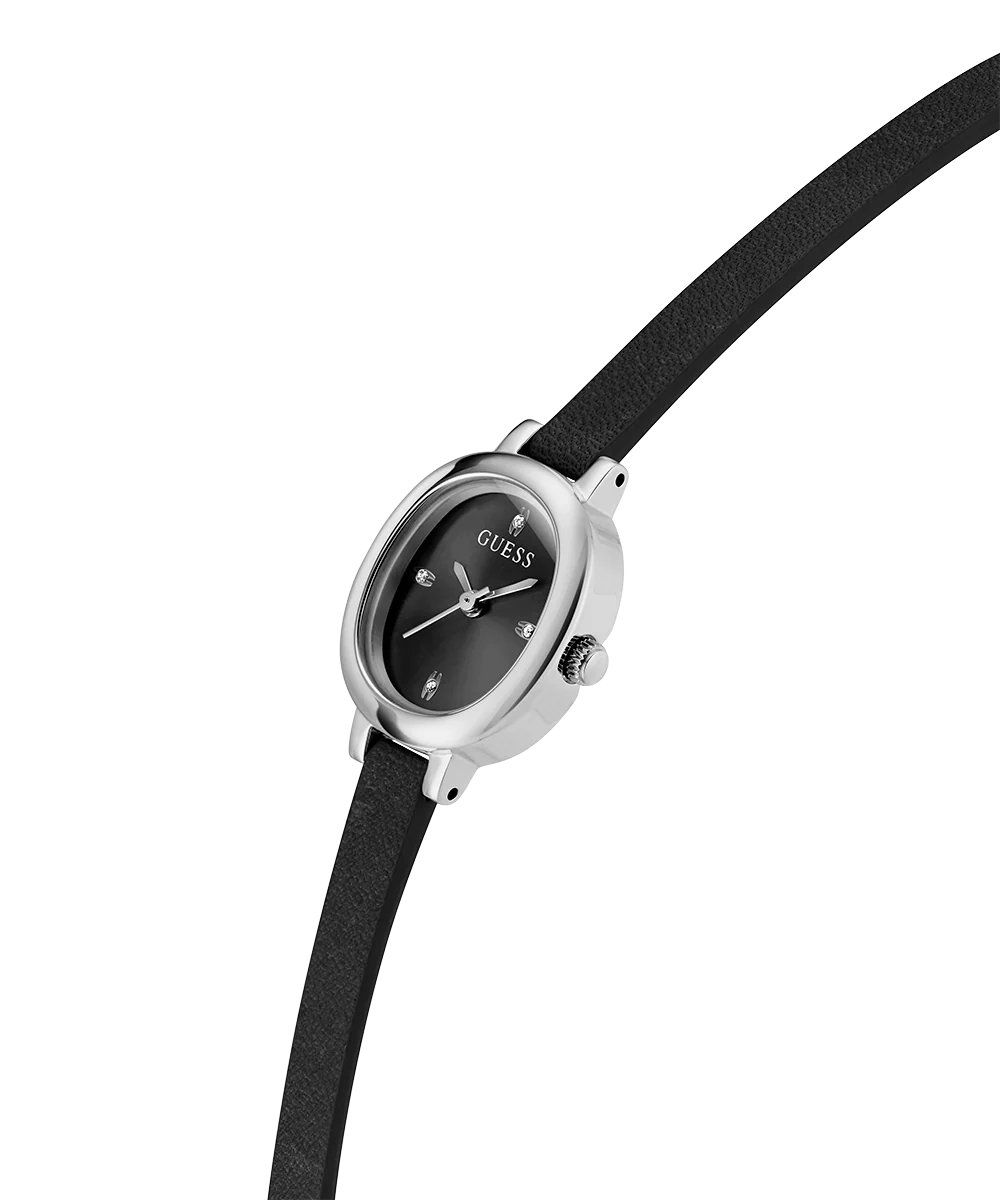 GUESS Ladies Black Silver Tone Analog Watch