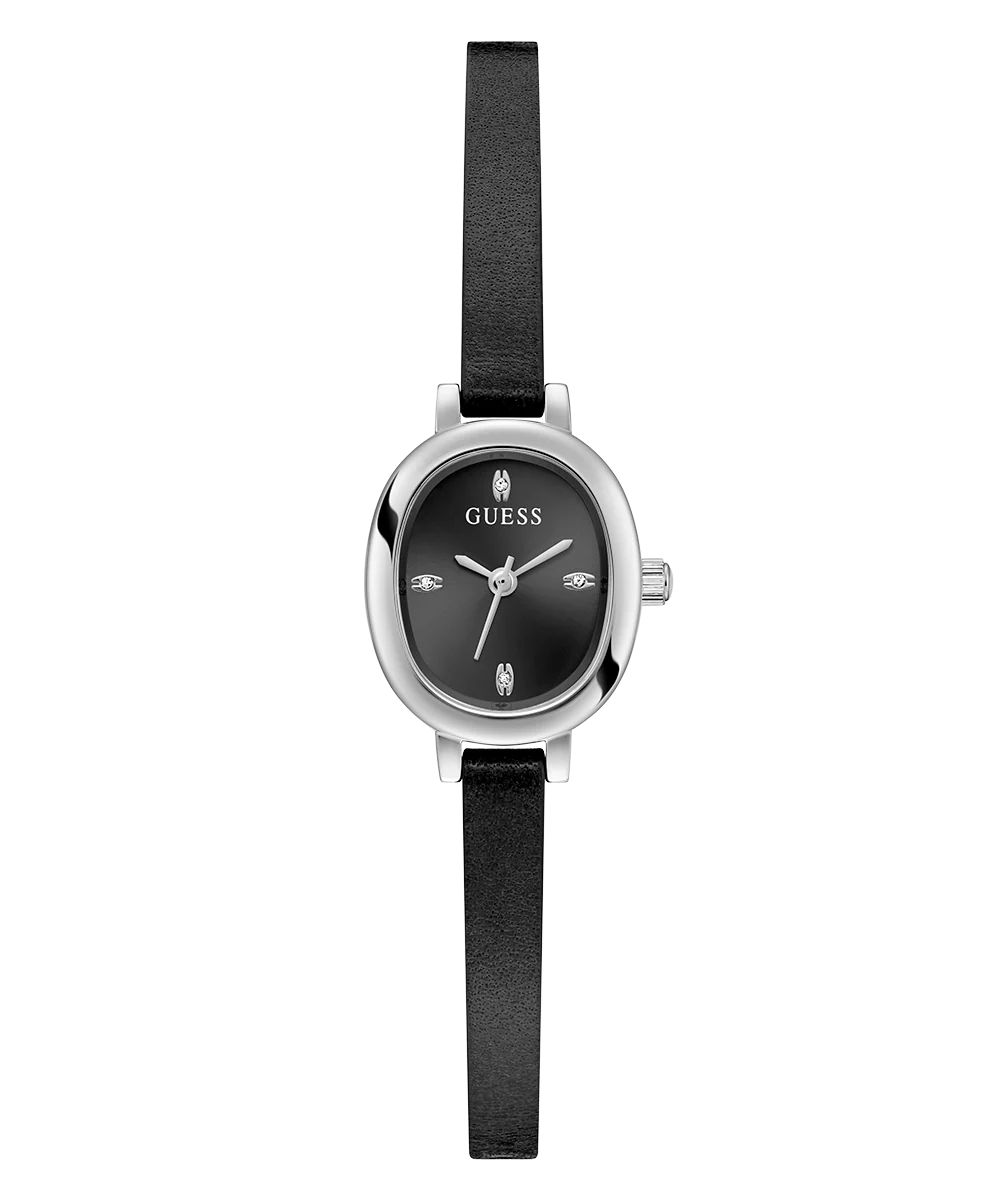 GUESS Ladies Black Silver Tone Analog Watch