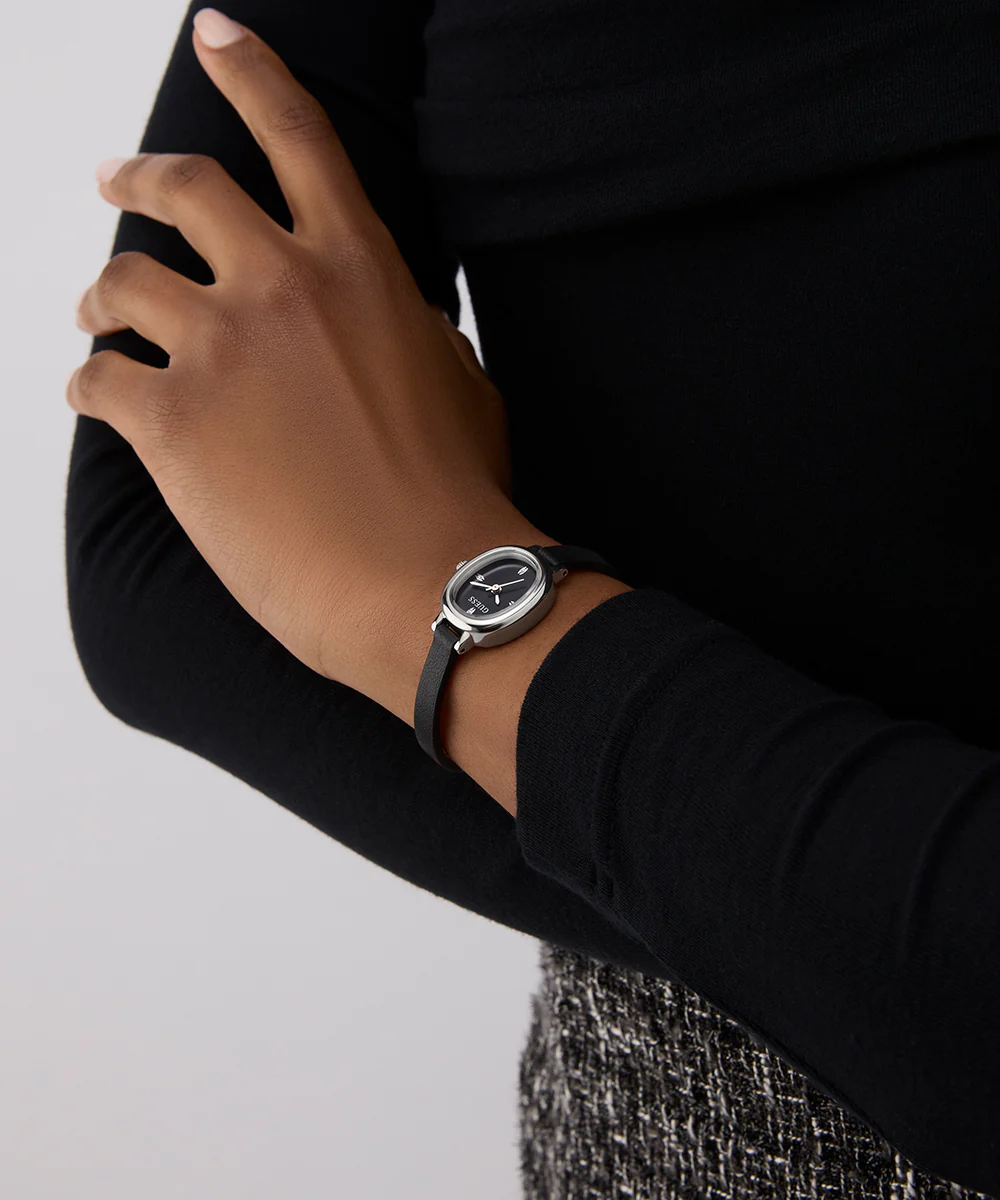 GUESS Ladies Black Silver Tone Analog Watch