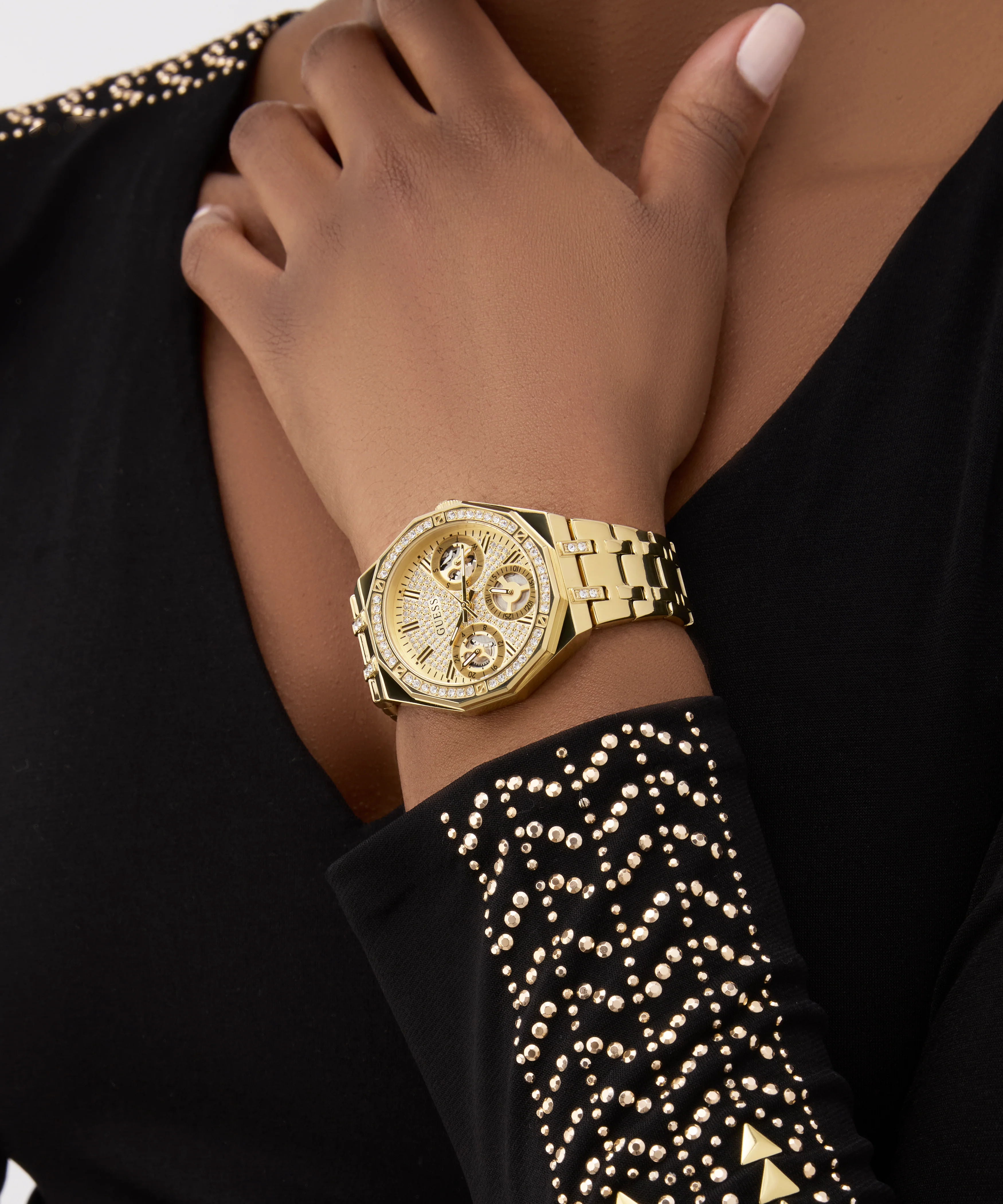 GUESS Ladies Gold Tone Multi-function Watch