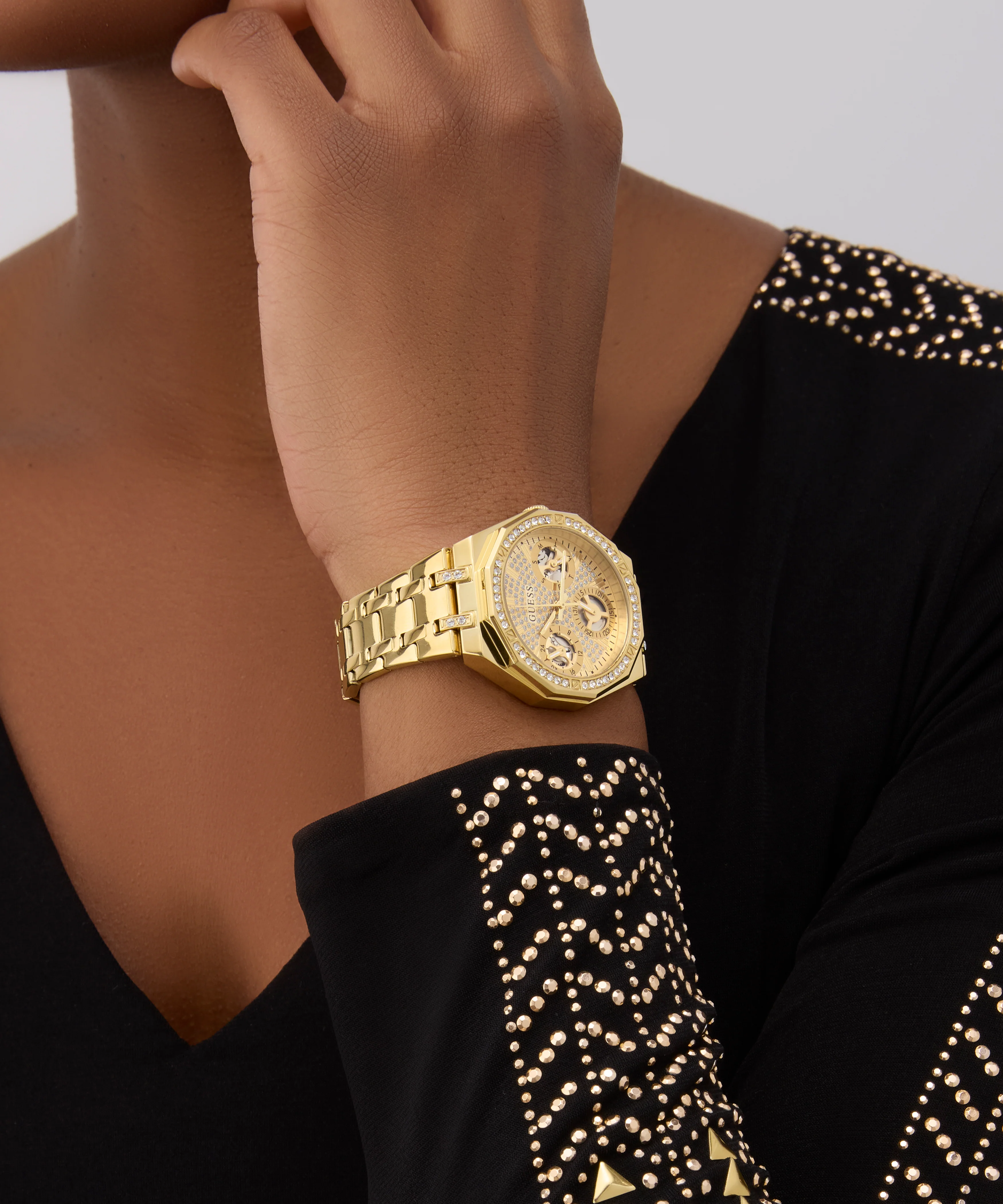 GUESS Ladies Gold Tone Multi-function Watch