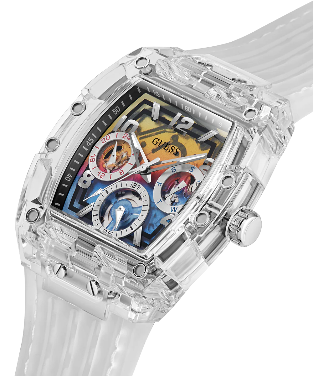 GUESS Mens Clear Multi-function Watch