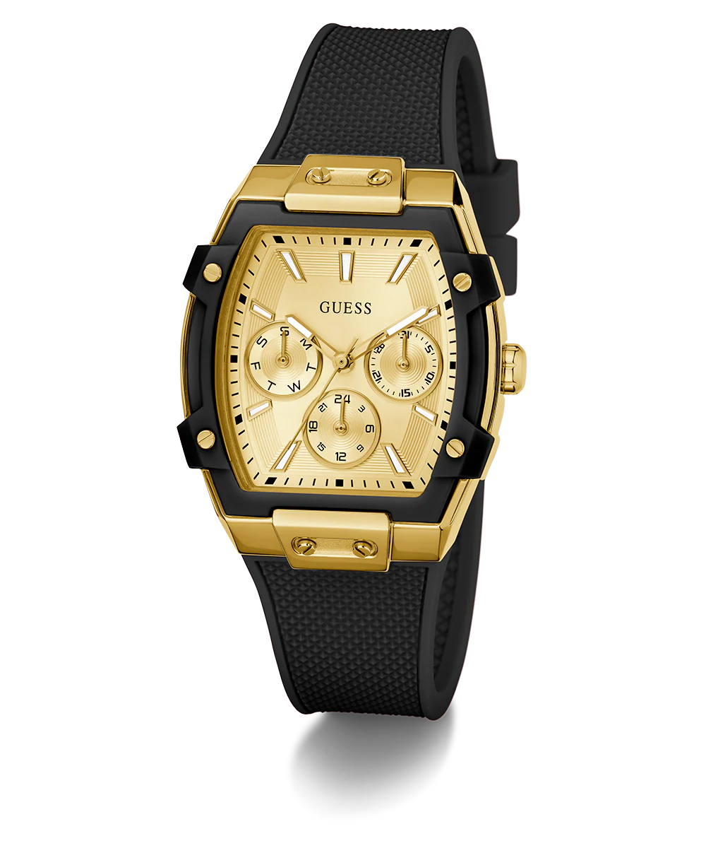 GUESS Ladies Black Gold Tone Multi-function Watch