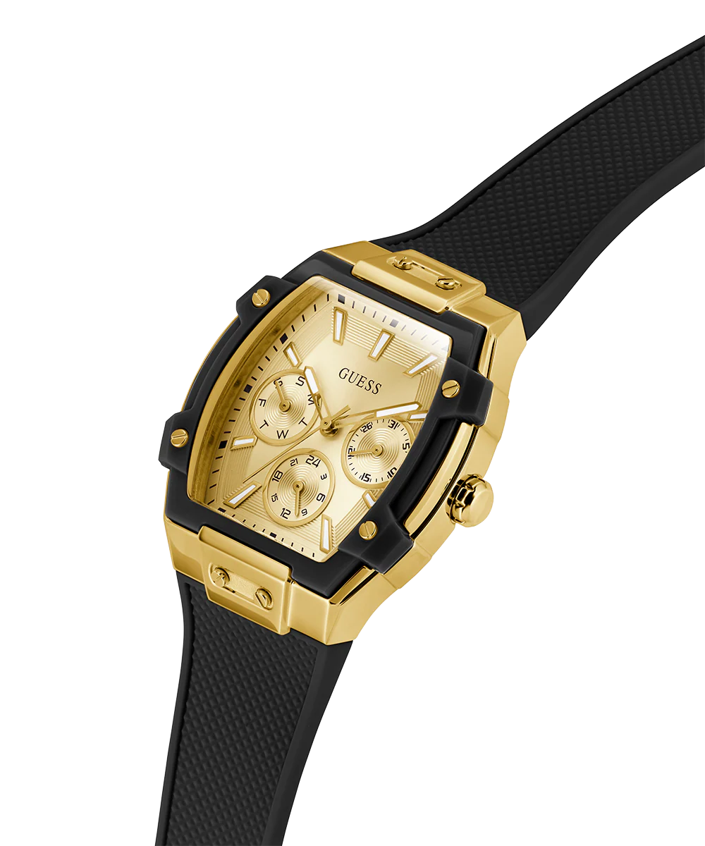 GUESS Ladies Black Gold Tone Multi-function Watch