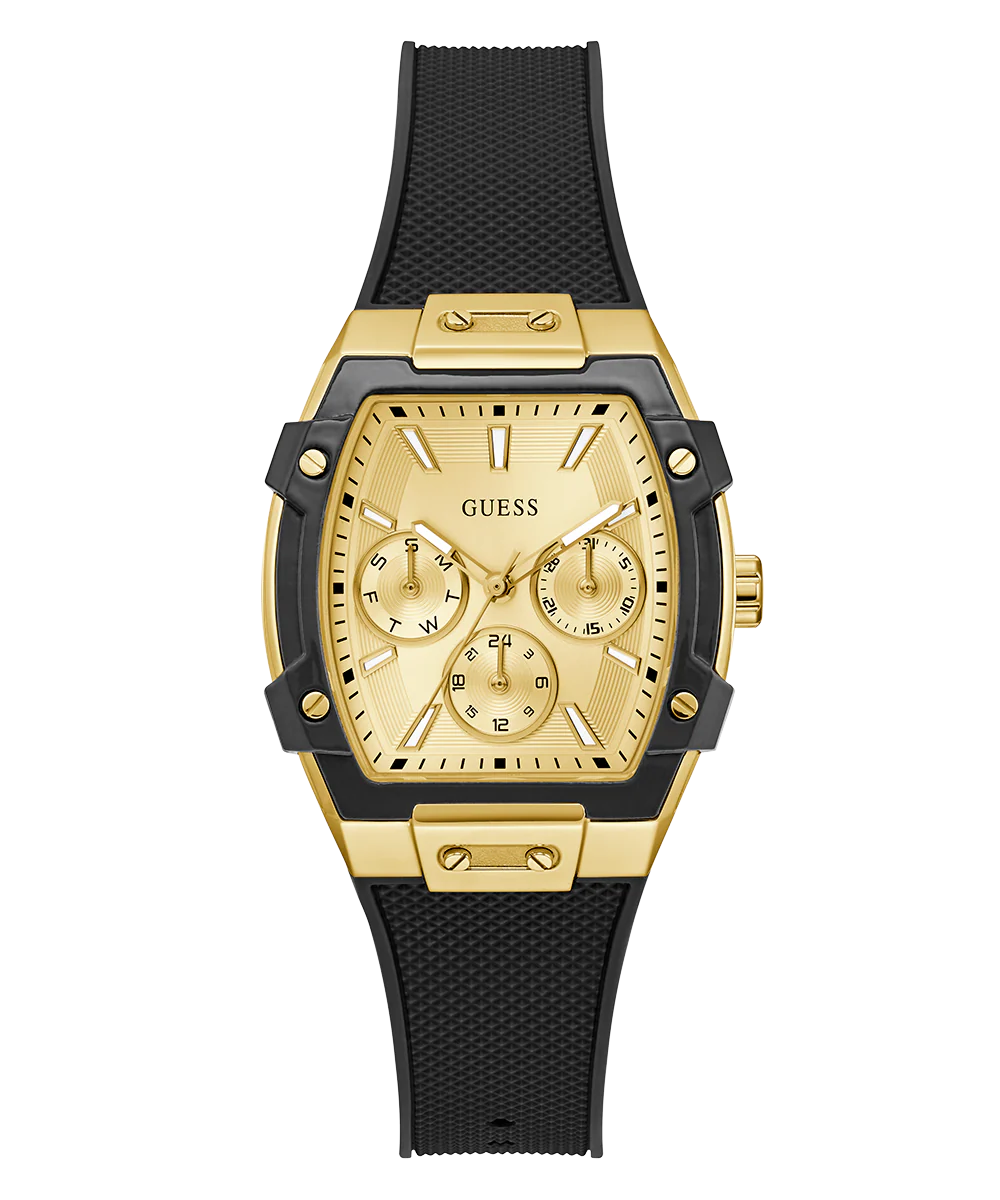GUESS Ladies Black Gold Tone Multi-function Watch