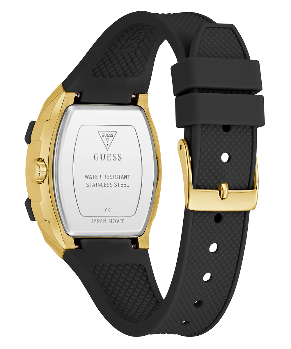 GUESS Ladies Black Gold Tone Multi-function Watch