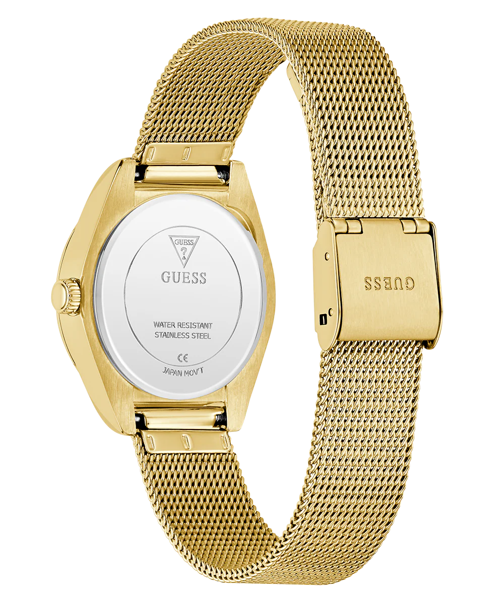 GUESS Ladies Day Of The Dead Gold Tone Analog Watch
