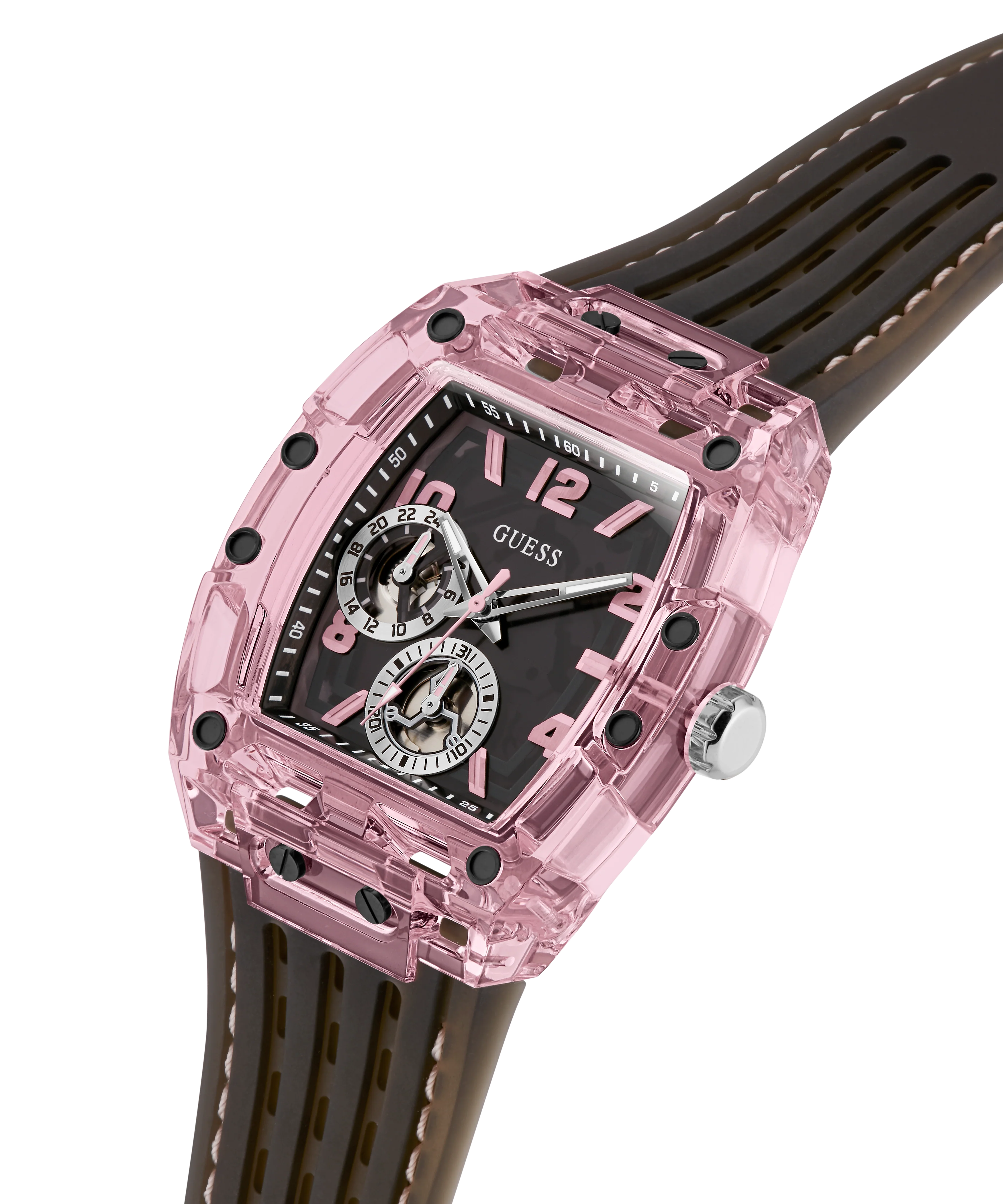 GUESS Mens Sporting Pink Black Multi-function Watch