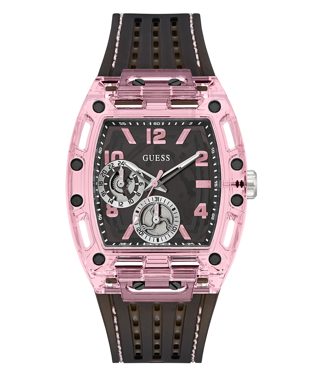 GUESS Mens Sporting Pink Black Multi-function Watch