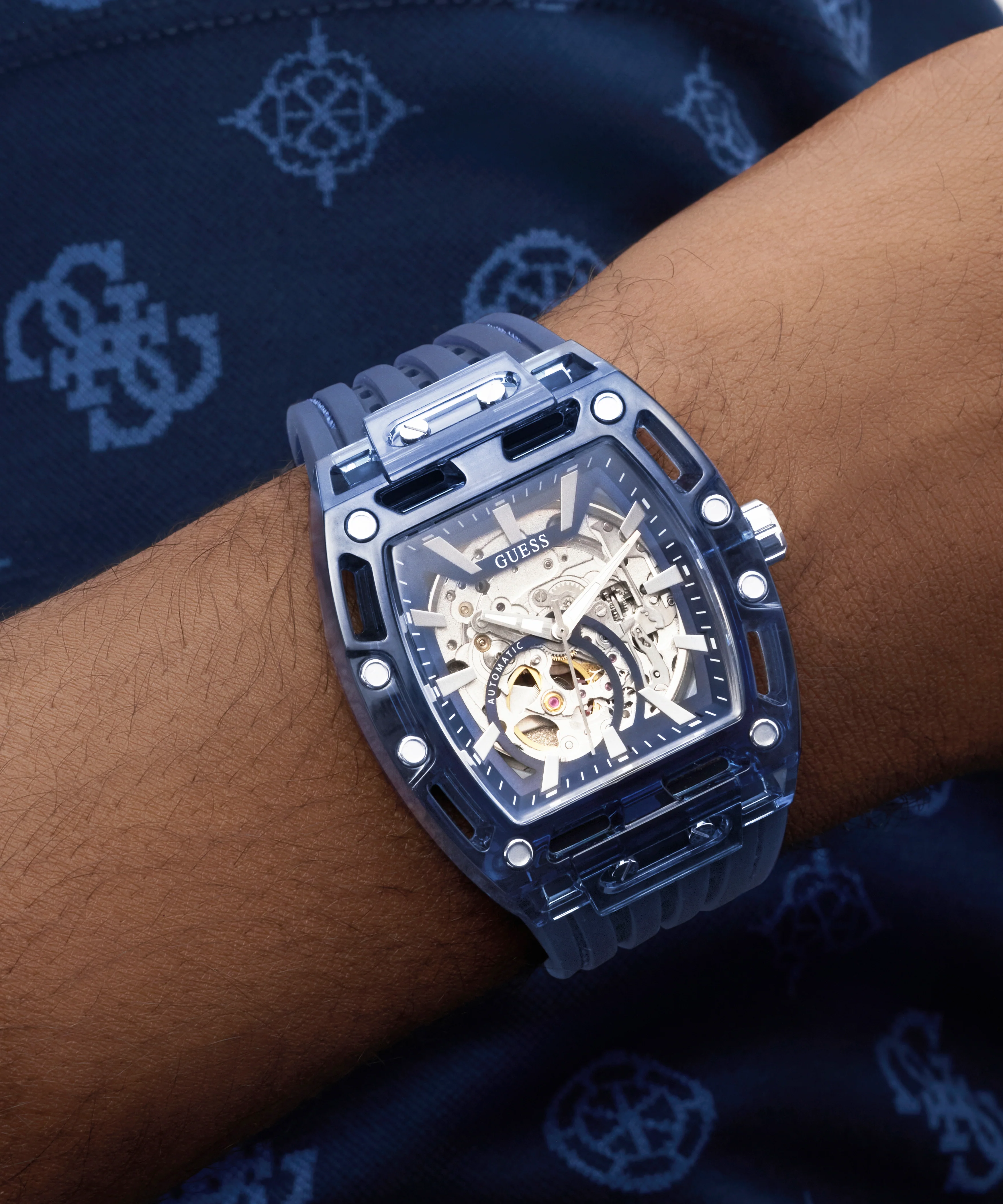 GUESS Mens Blue Analog Watch