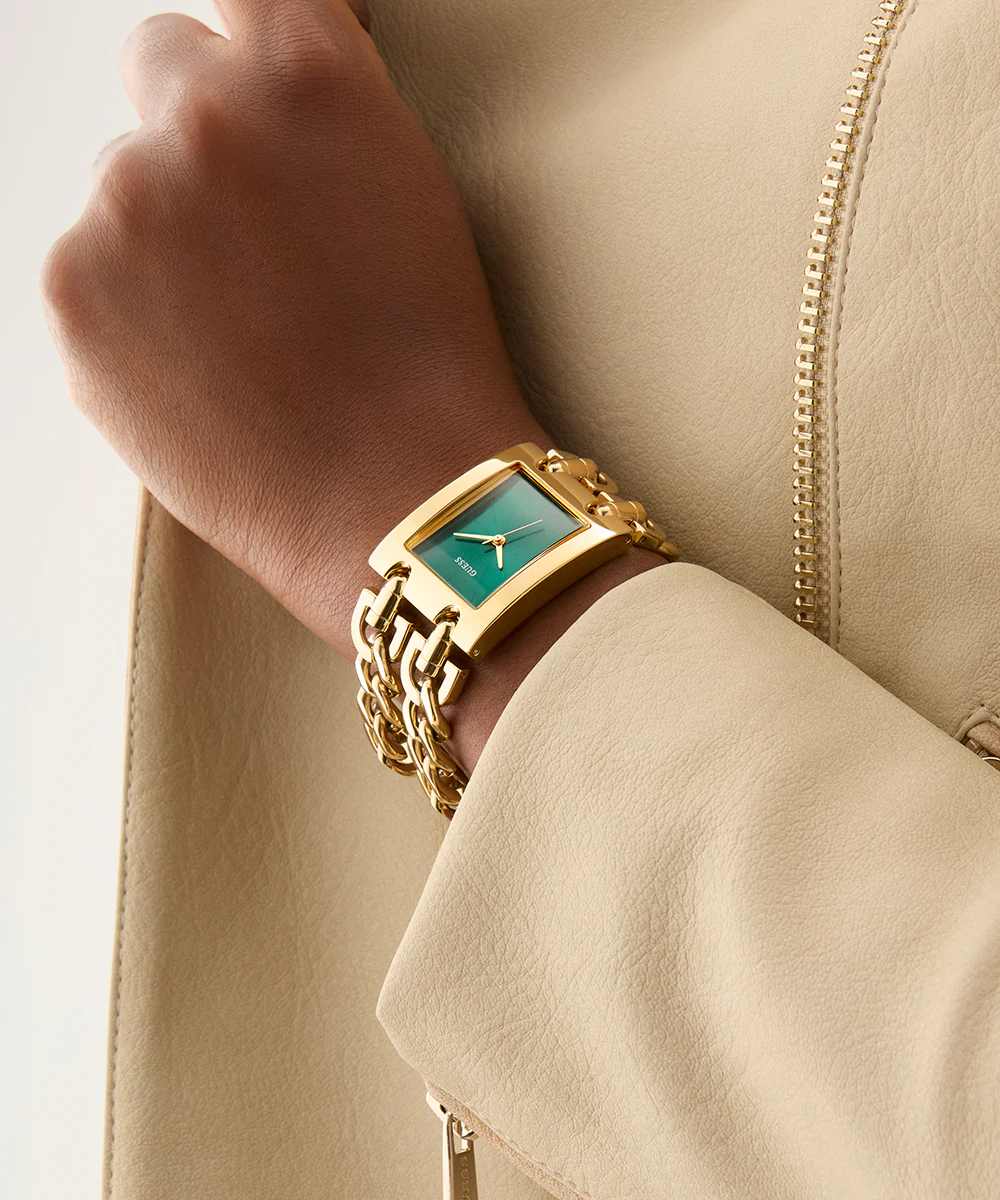 GUESS Mod Heavy Metal Ladies Gold Tone Analog Watch