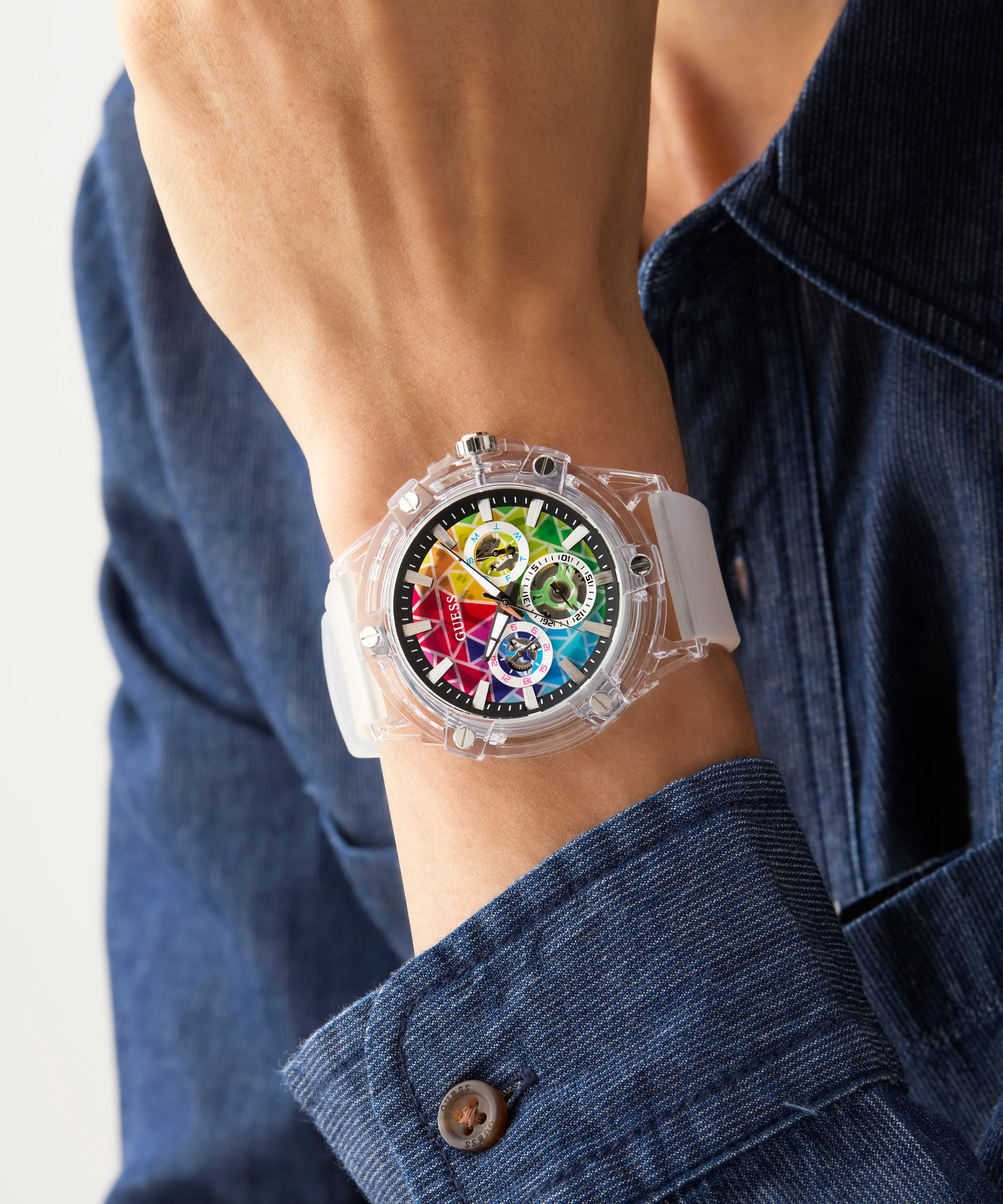 GUESS Pride Limited Edition Clear Multi-function Watch
