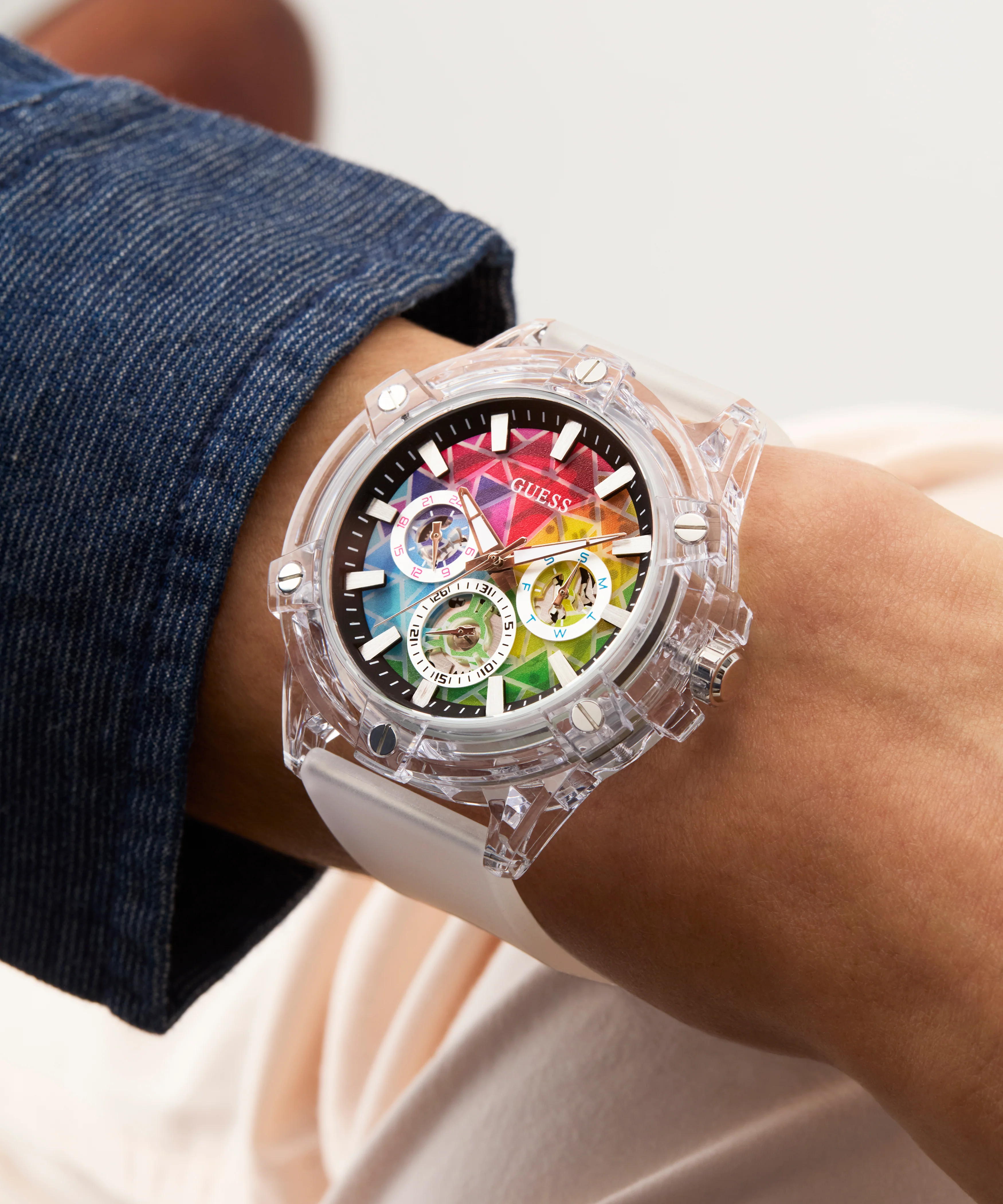 GUESS Pride Limited Edition Clear Multi-function Watch