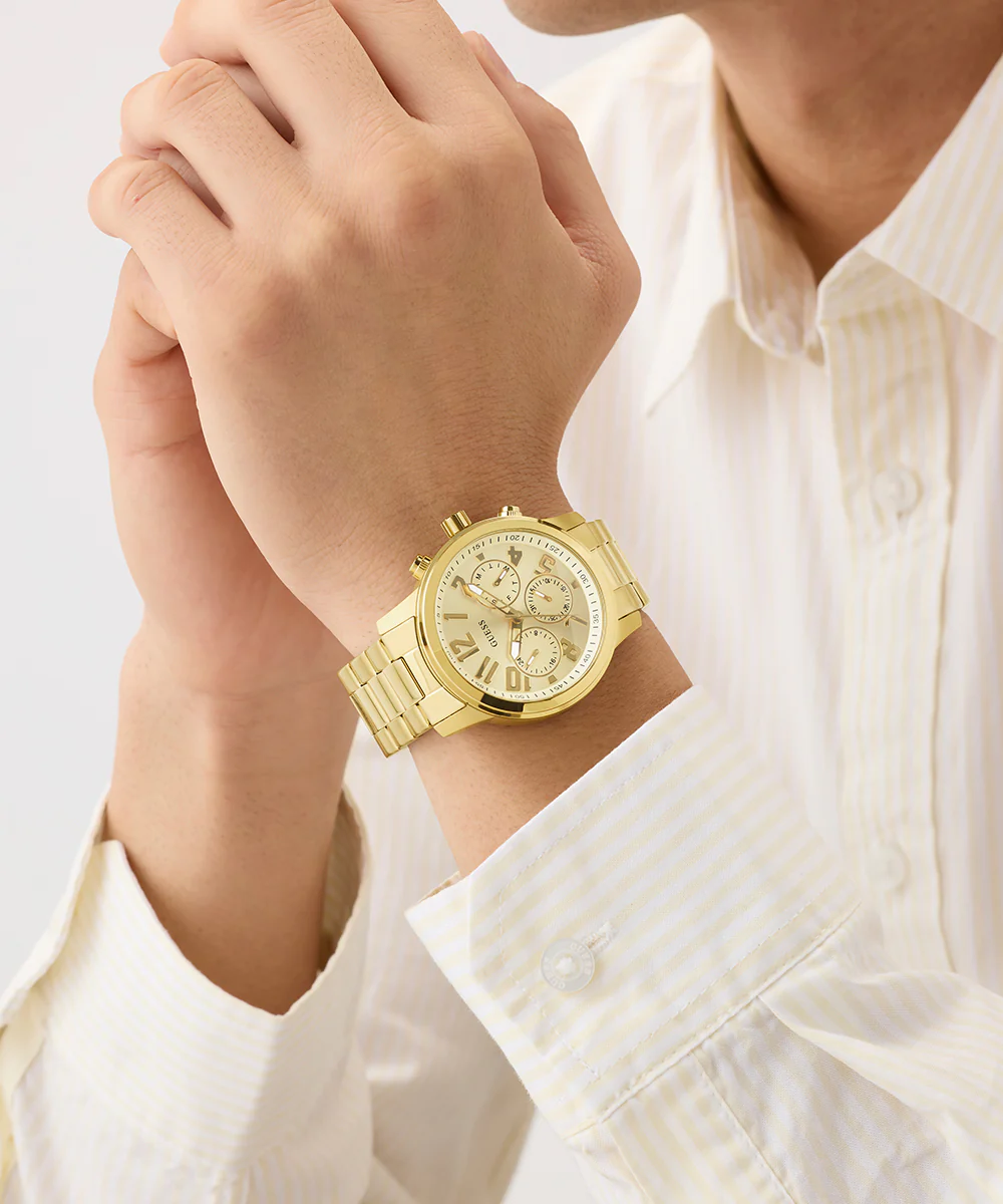 GUESS Mens Gold Tone Analog Watch