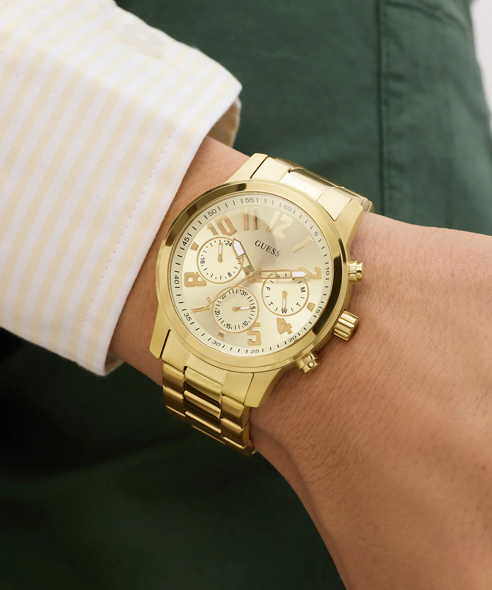 GUESS Mens Gold Tone Analog Watch