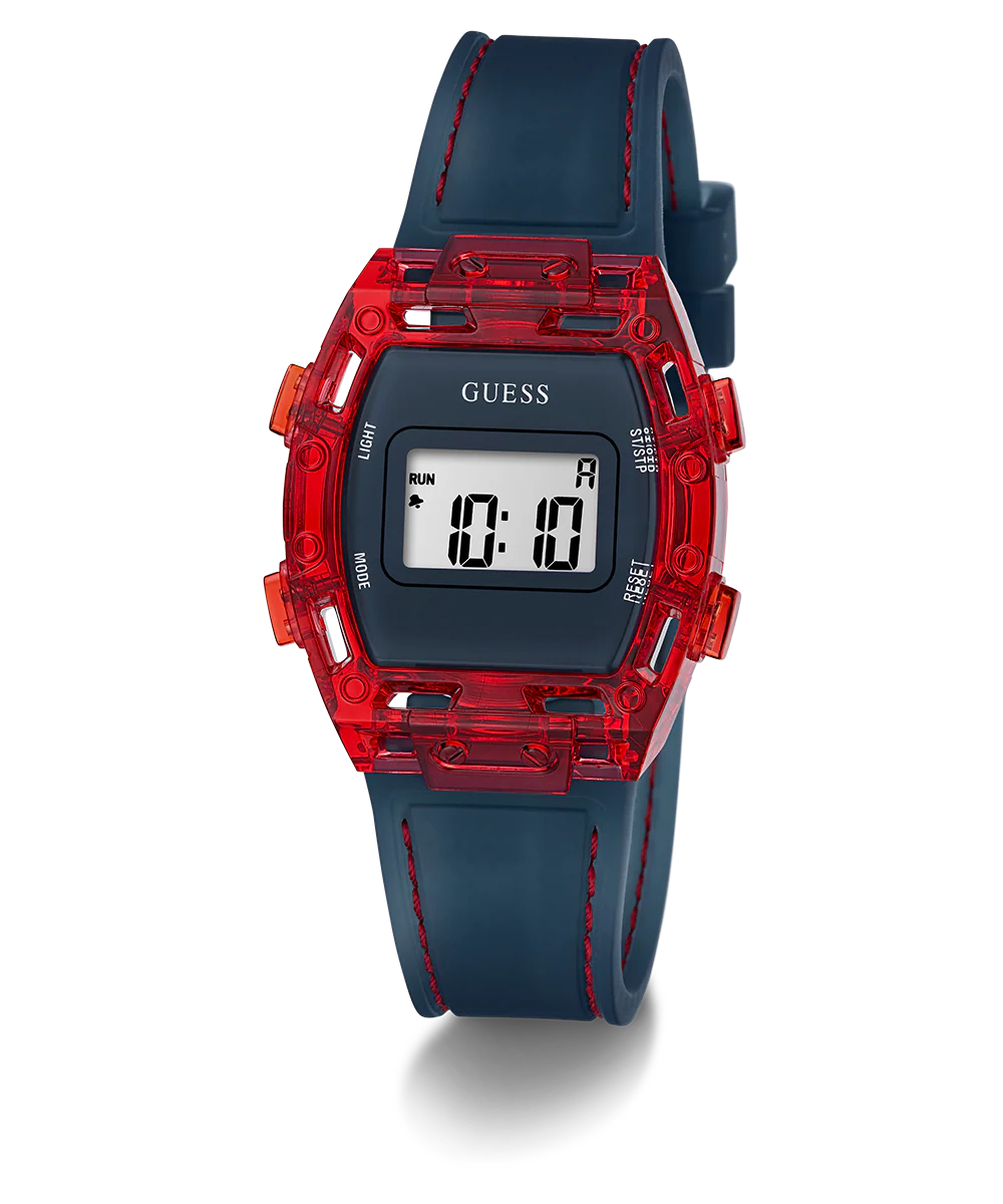 GUESS Kids Navy Red Transparent Digital Watch