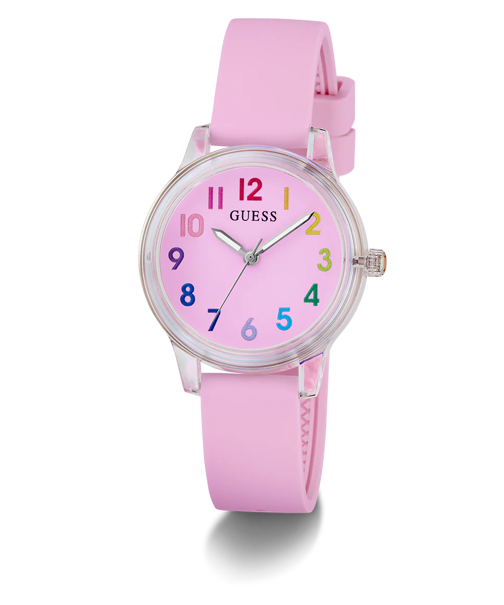 GUESS Kids Pink Clear Transparent Analog Watch