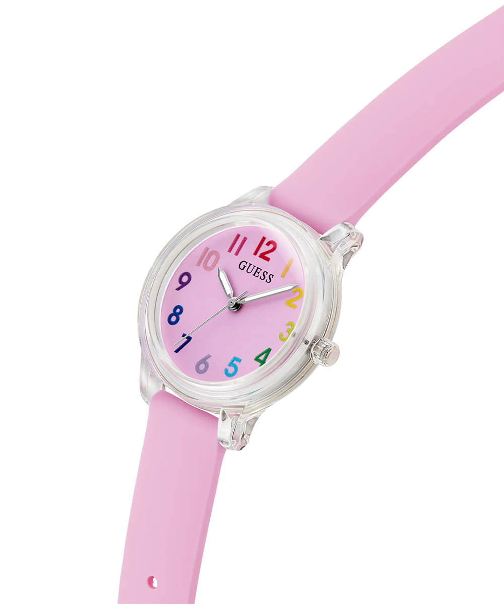 GUESS Kids Pink Clear Transparent Analog Watch