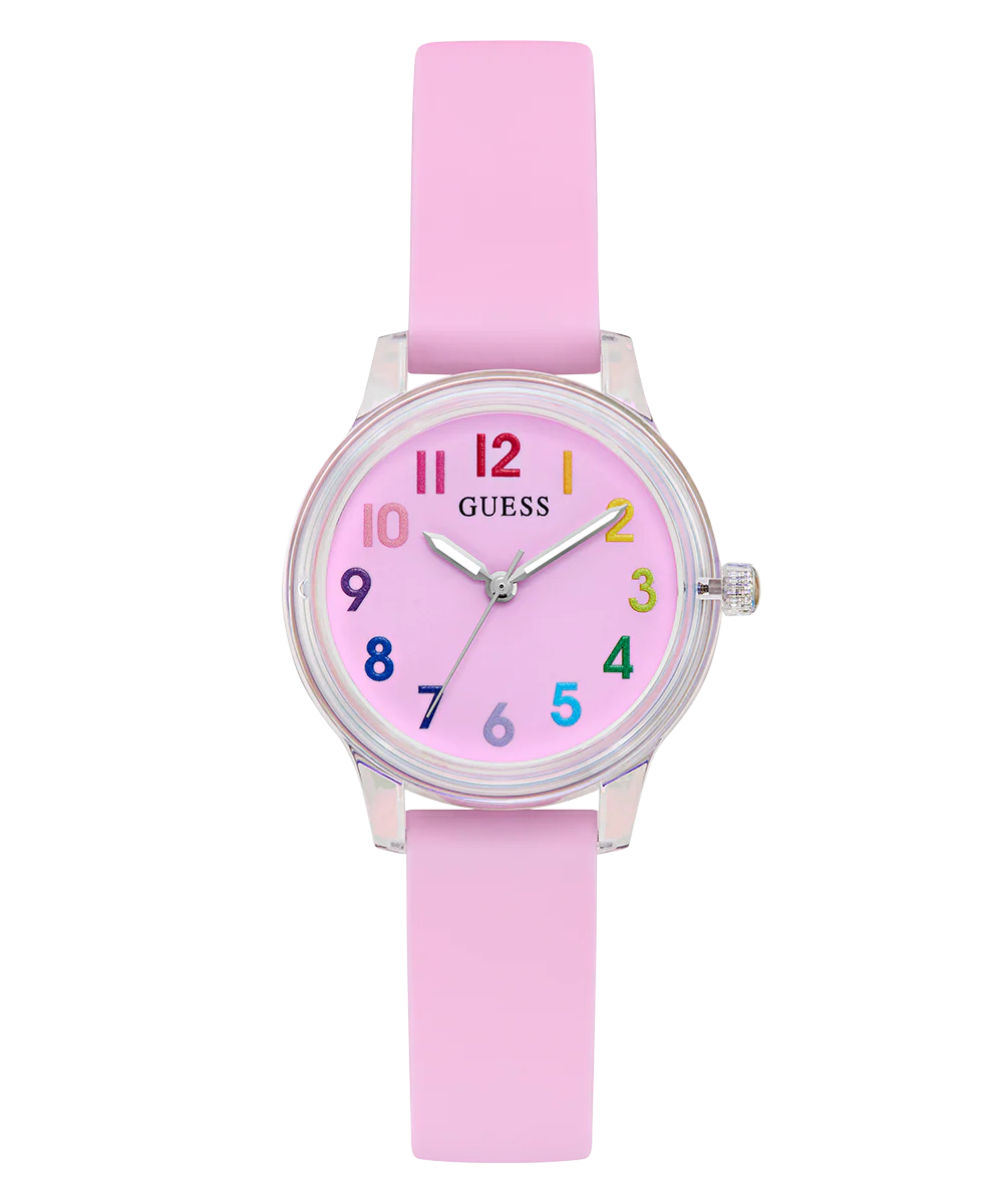 GUESS Kids Pink Clear Transparent Analog Watch