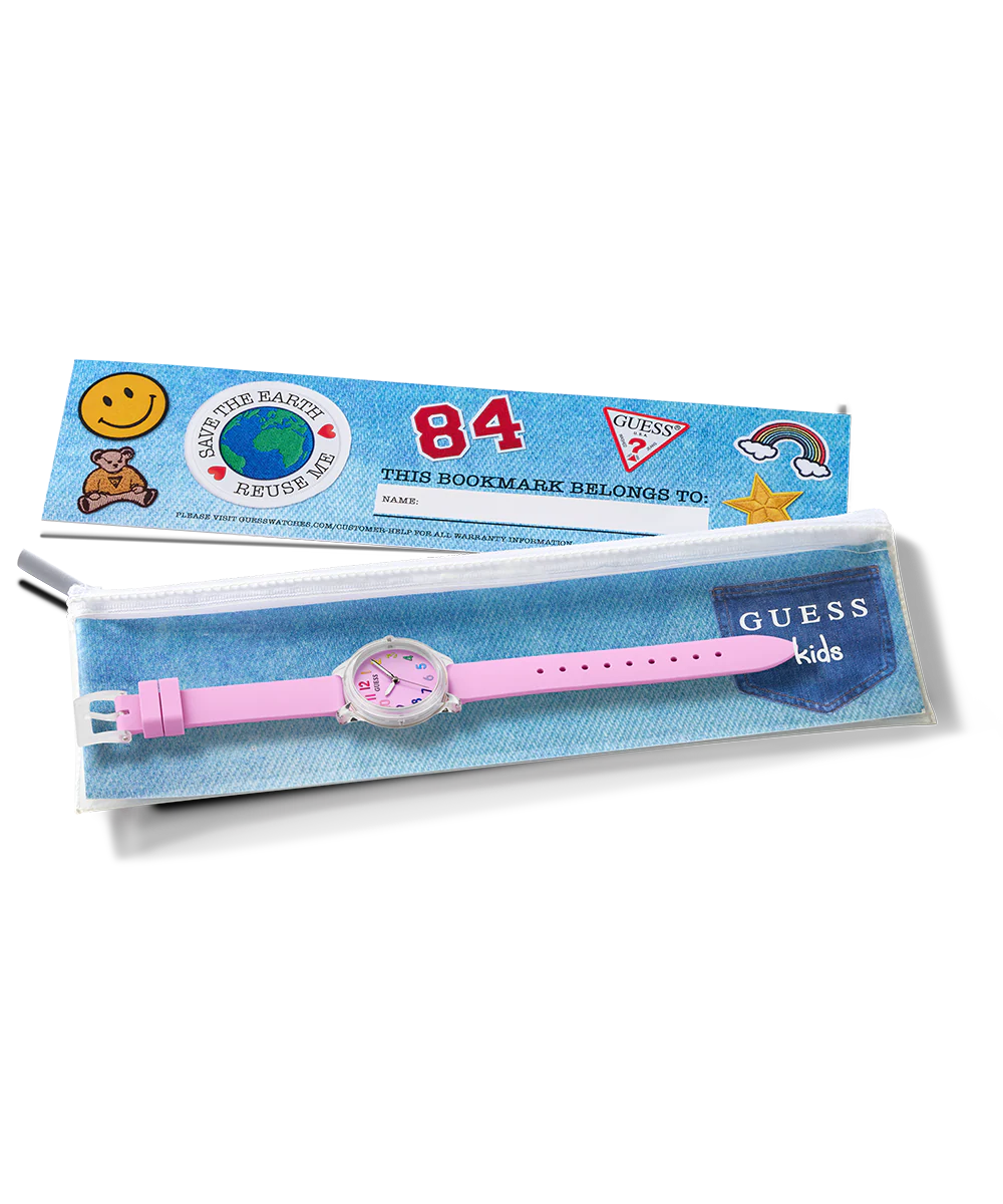 GUESS Kids Pink Clear Transparent Analog Watch