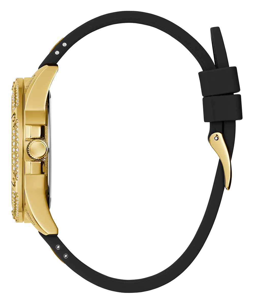 GUESS Ladies Black Gold Tone Multi-function Watch