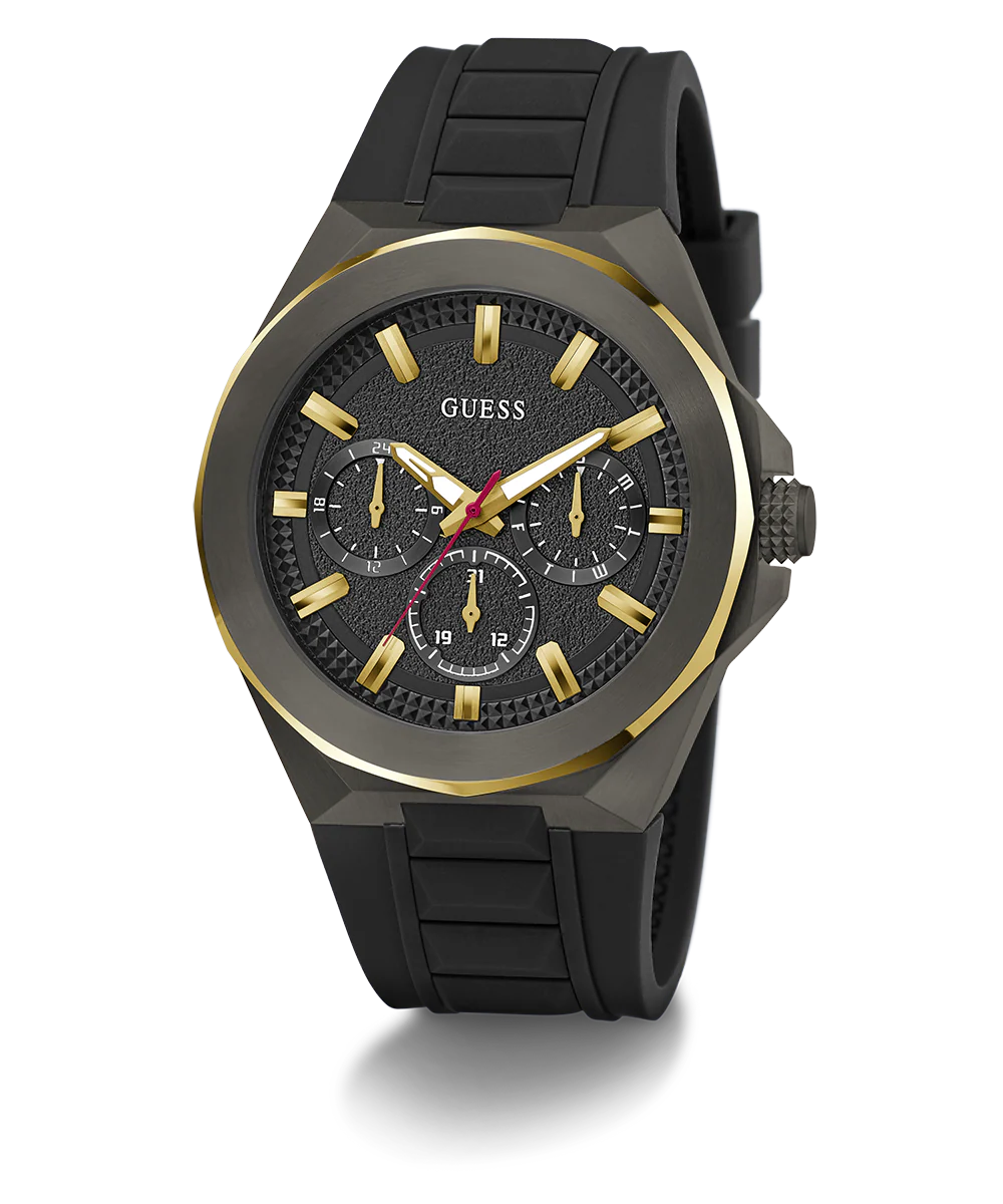 GUESS Mens Black 2-Tone Multi-function Watch