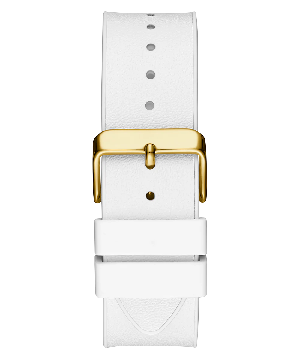 GUESS Mens White Gold Tone Multi-function Watch