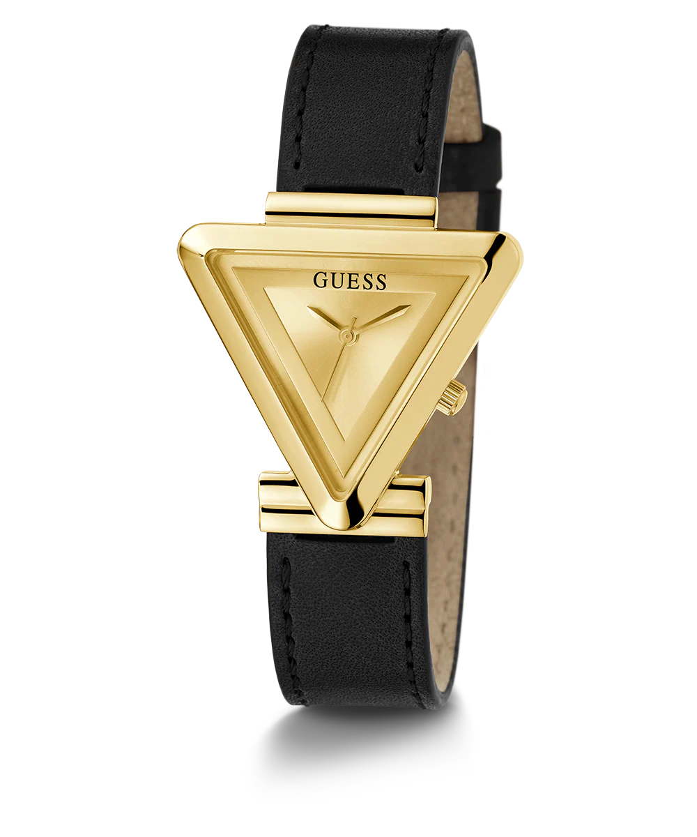 GUESS Ladies Black Gold Tone Analog Watch