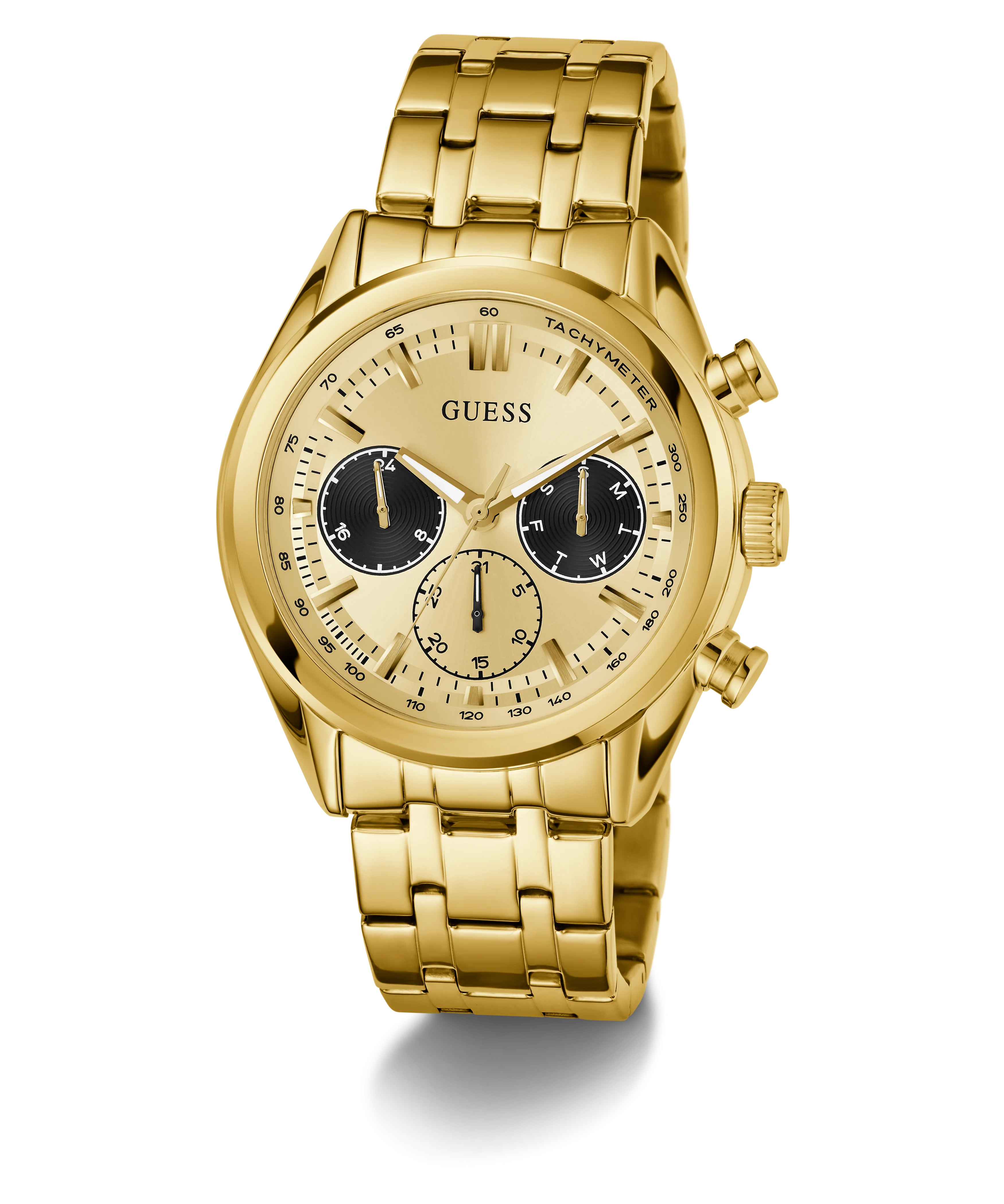 55-guess-mens-gold-tone-multi-function-watch-1.webp GUESS Mens Gold Tone Multi-function Watch