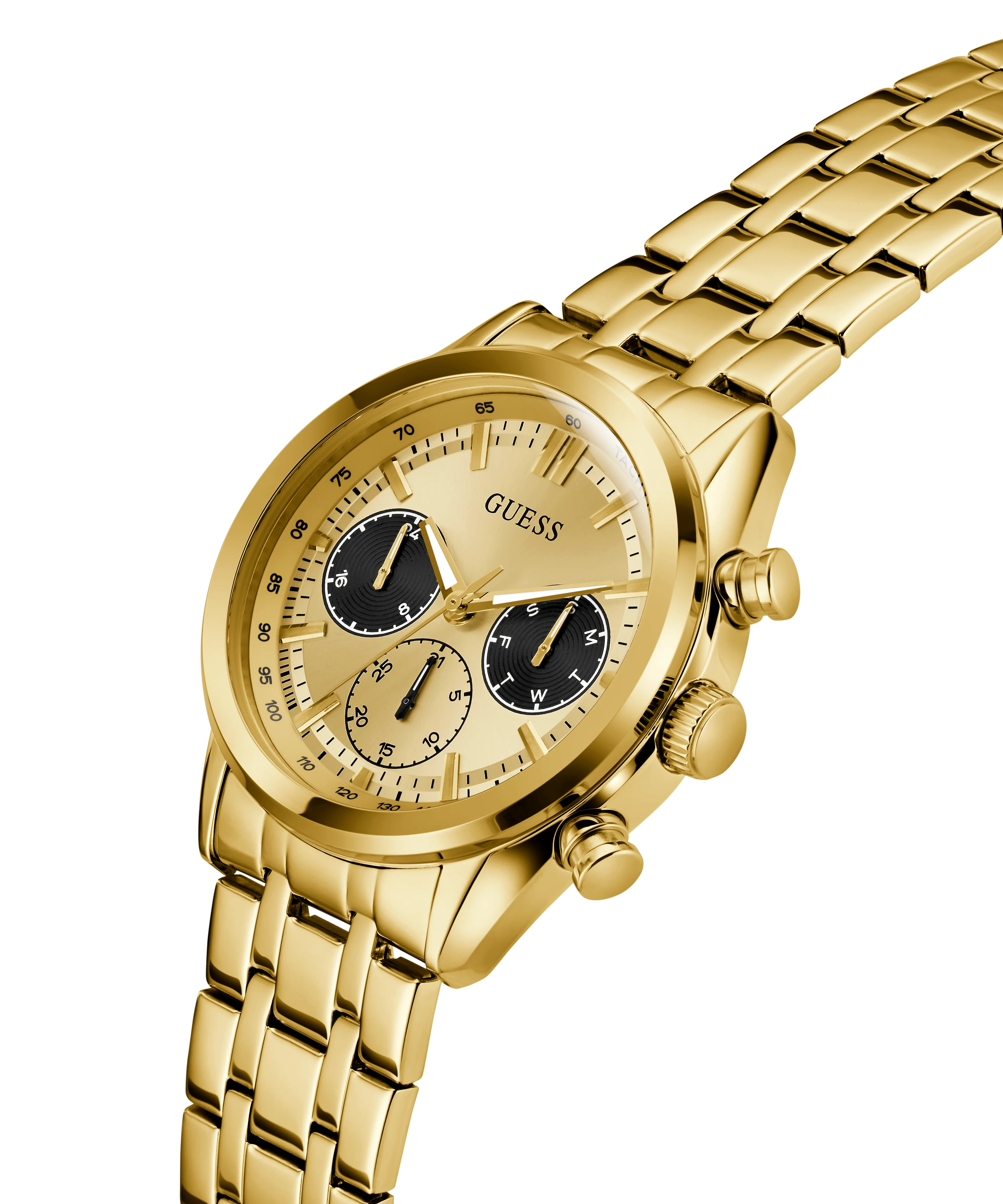 GUESS Mens Gold Tone Multi-function Watch