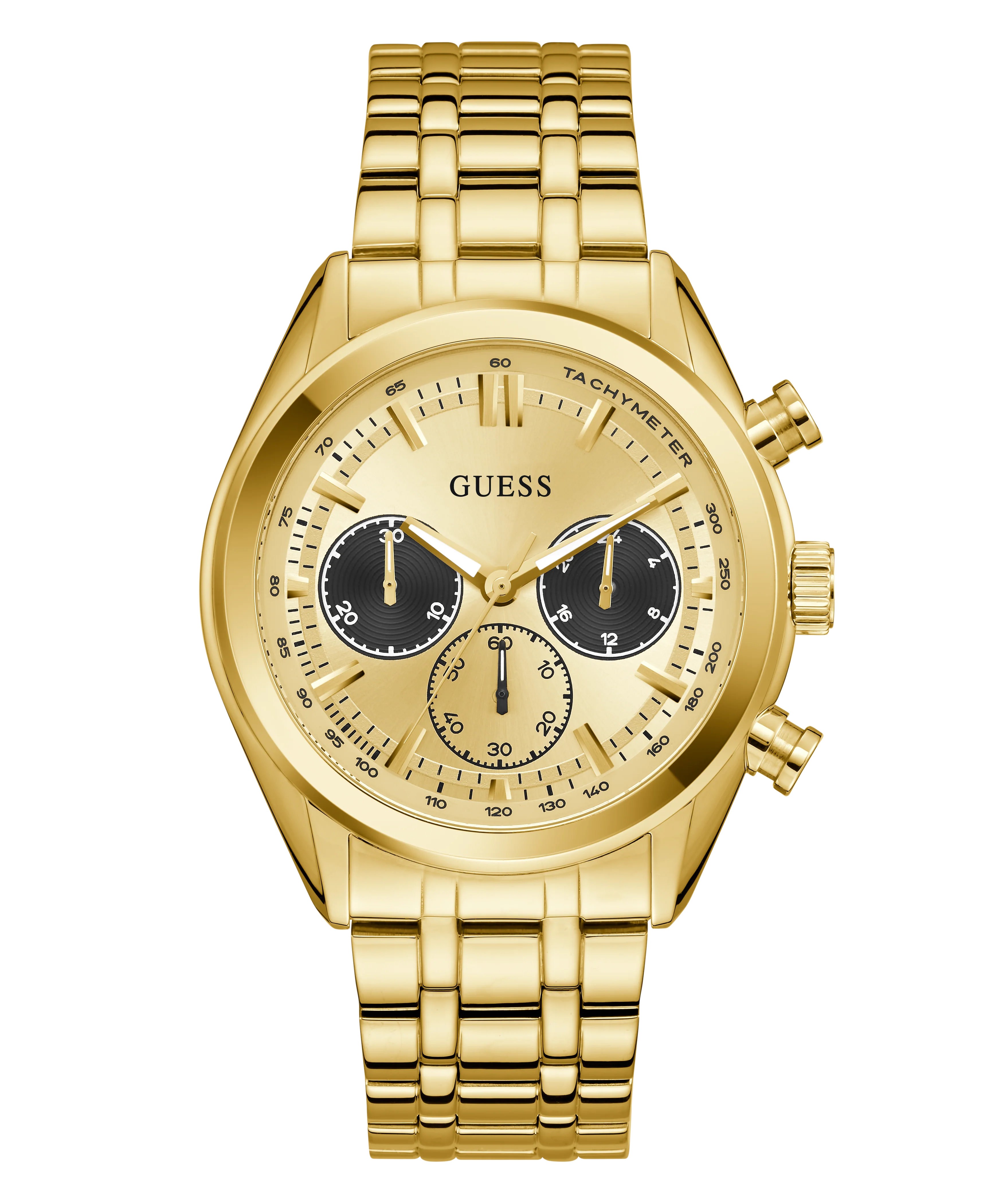 GUESS Mens Gold Tone Multi-function Watch