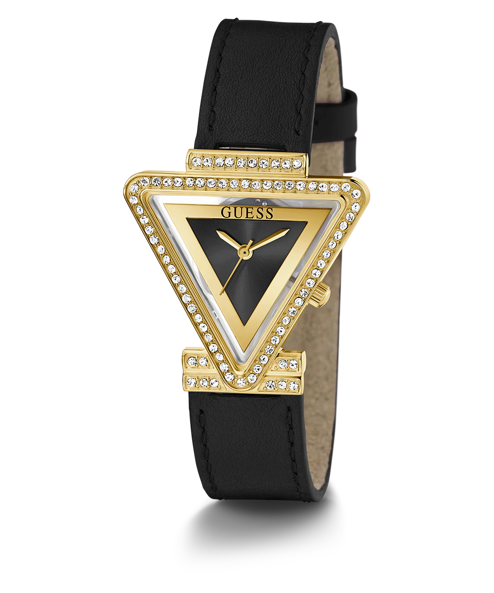 GUESS Ladies Black Gold Tone Analog Watch