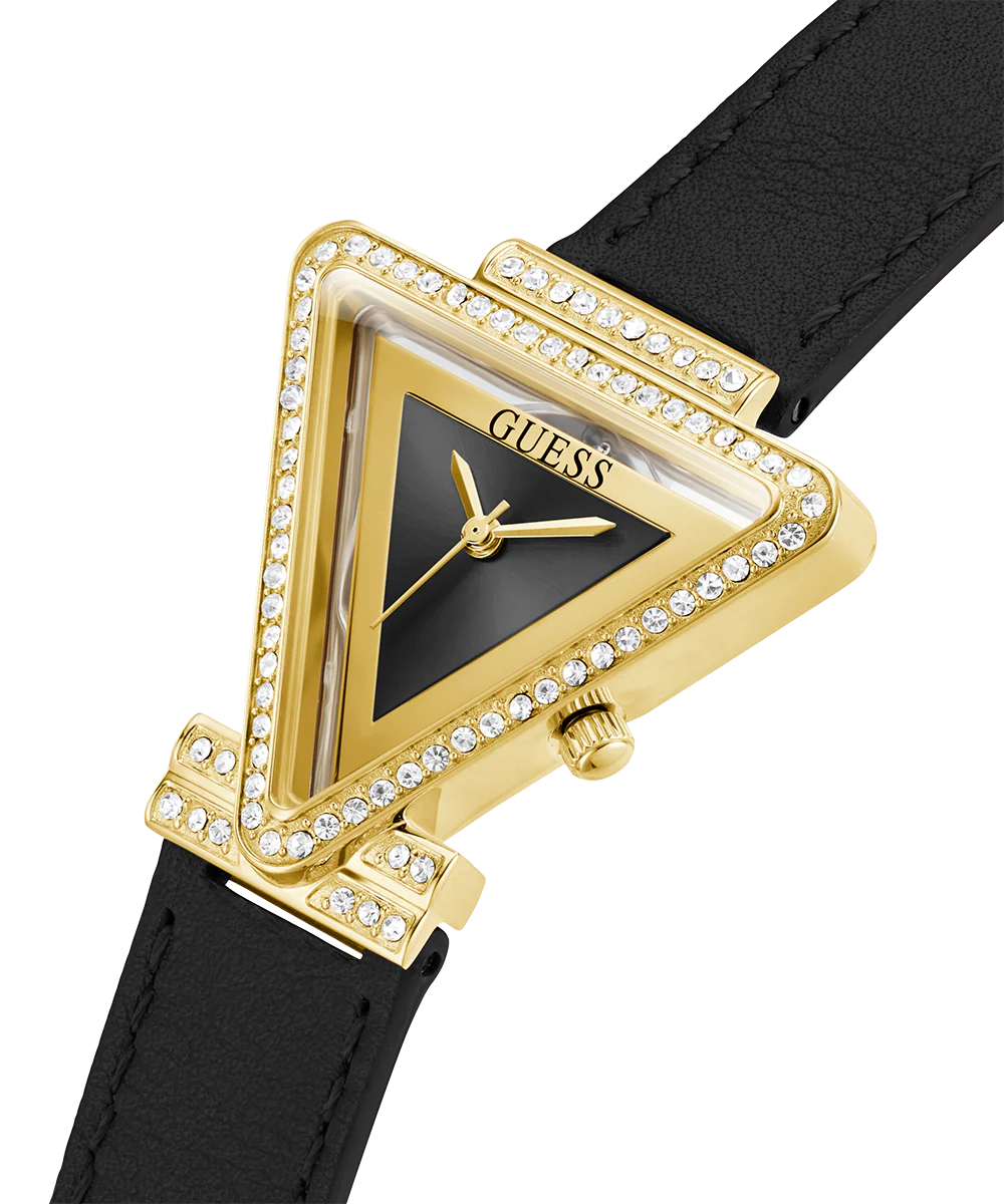 GUESS Ladies Black Gold Tone Analog Watch